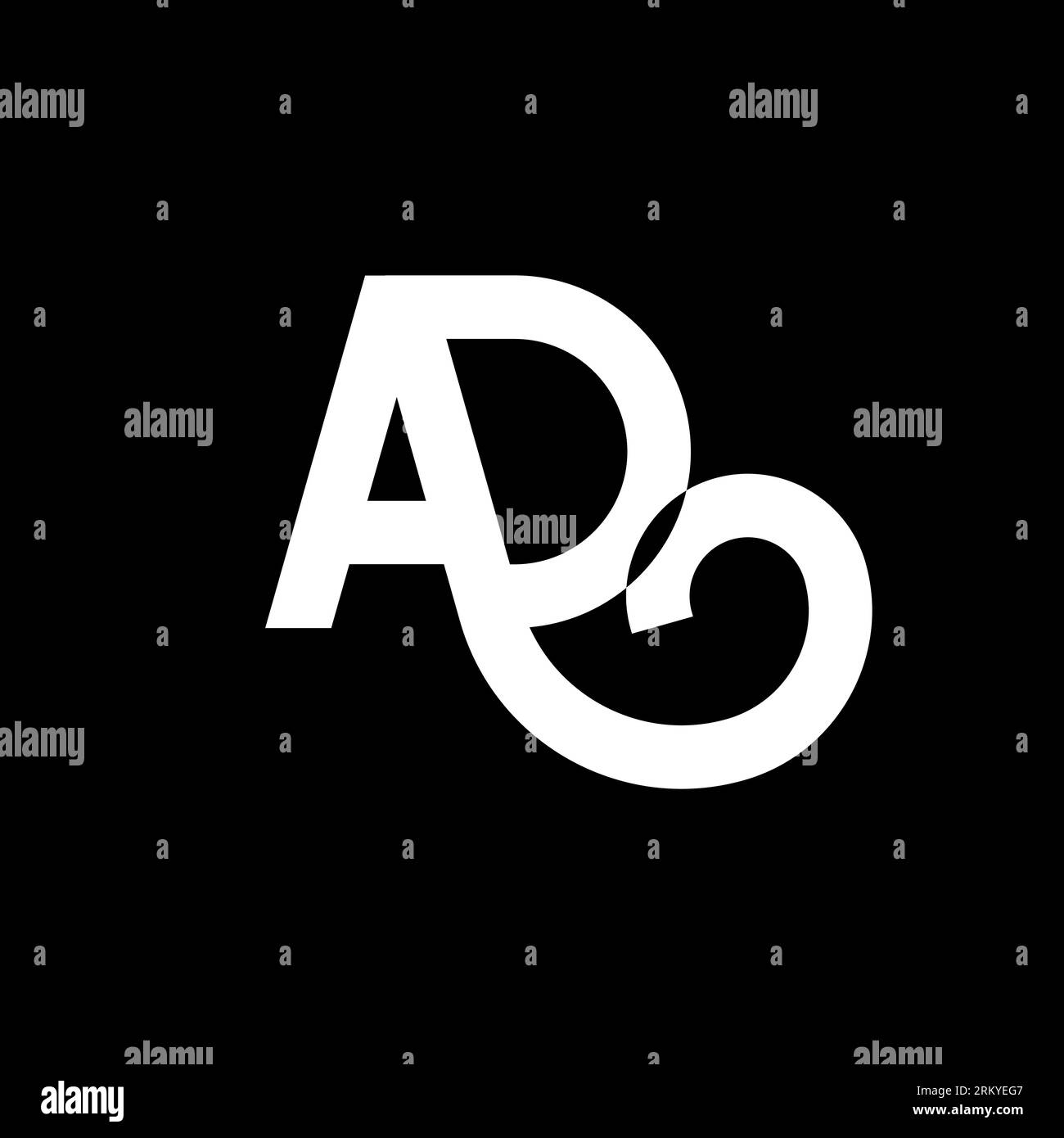 Conception de logo de lettre D'ANNONCE sur fond noir. Concept de logo de lettre d'initiales créatives d'ANNONCE. design d'icône publicitaire. AD design d'icône de lettre blanche sur fond noir. Illustration de Vecteur