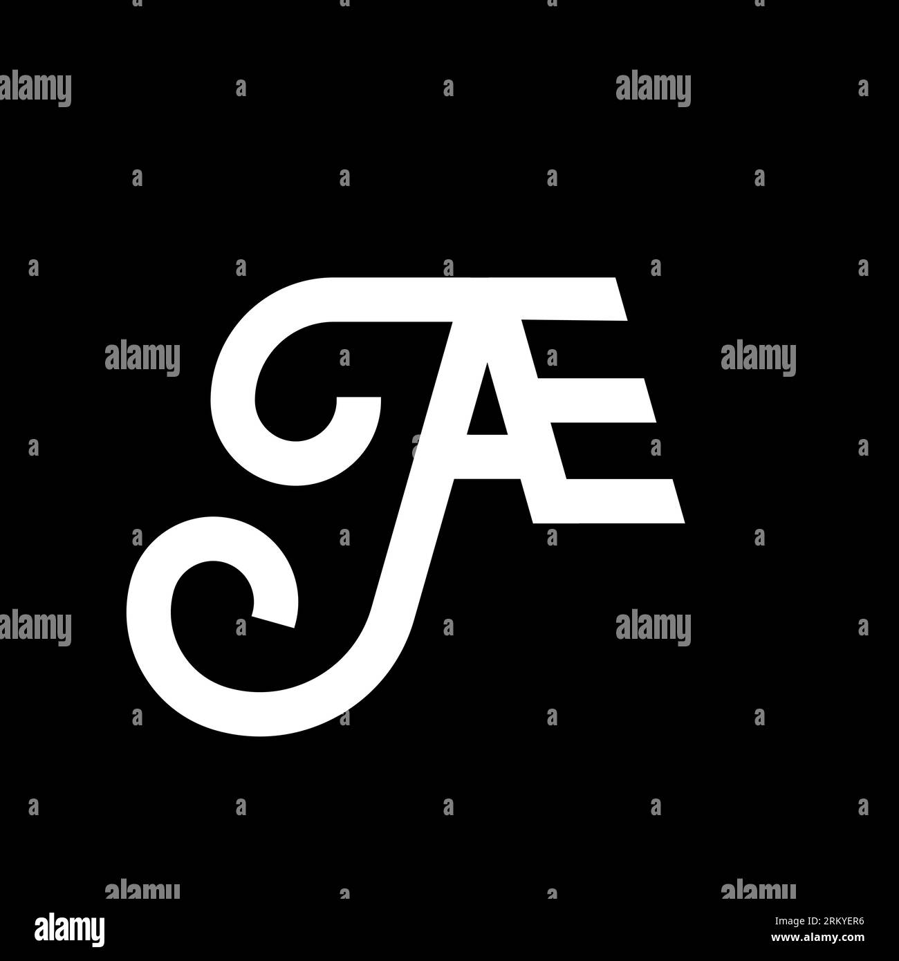Conception de logo de lettre AE sur fond noir. Concept de logo de lettre d'initiales créatives AE. motif icône ae. Design d'icône de lettre blanche AE sur fond noir. Illustration de Vecteur