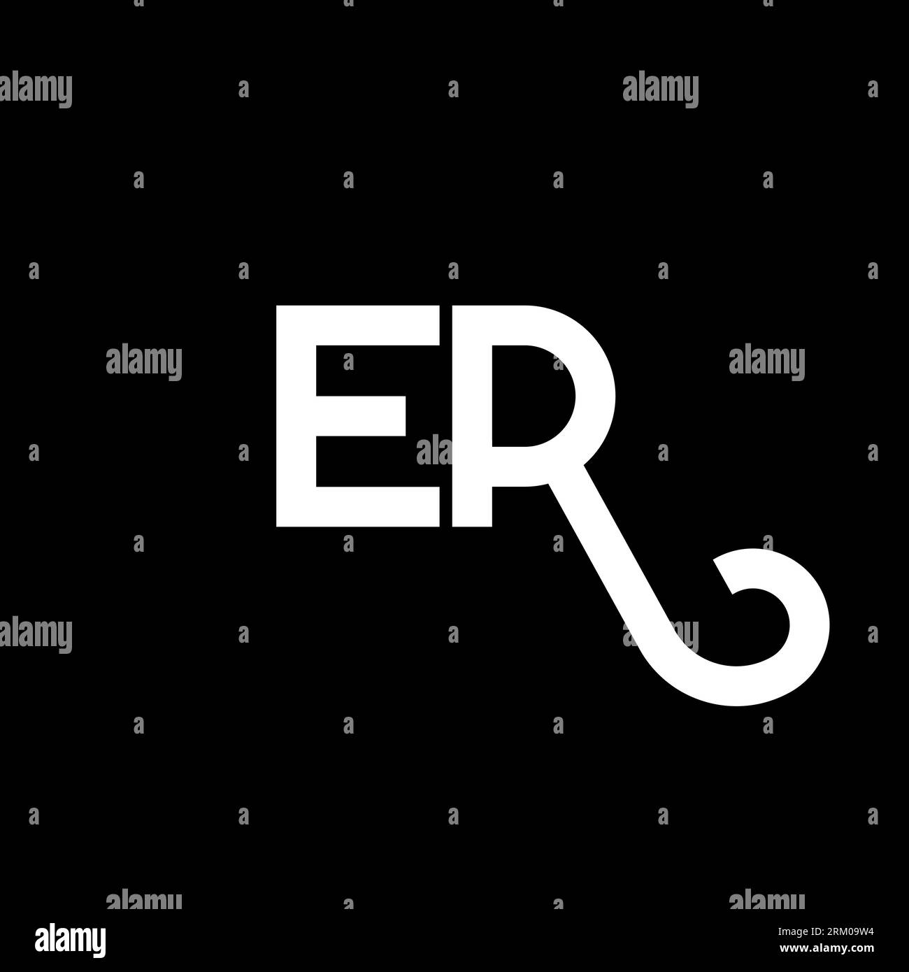 Conception de logo de lettre er sur fond noir. Concept de logo de lettre d'initiales RE Creative. motif lettre er. Conception de lettre blanche er sur fond noir. E R Illustration de Vecteur