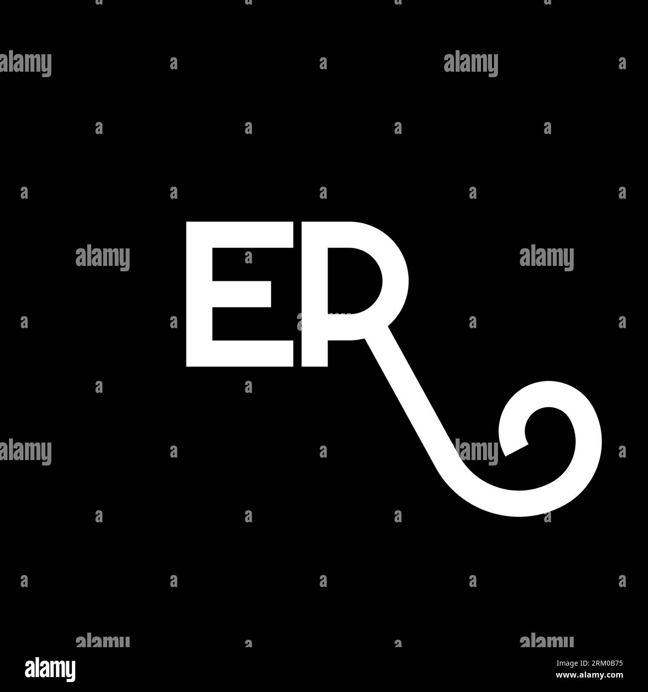 Conception de logo de lettre er sur fond noir. Concept de logo de lettre d'initiales RE Creative. motif lettre er. Conception de lettre blanche er sur fond noir. E R Illustration de Vecteur