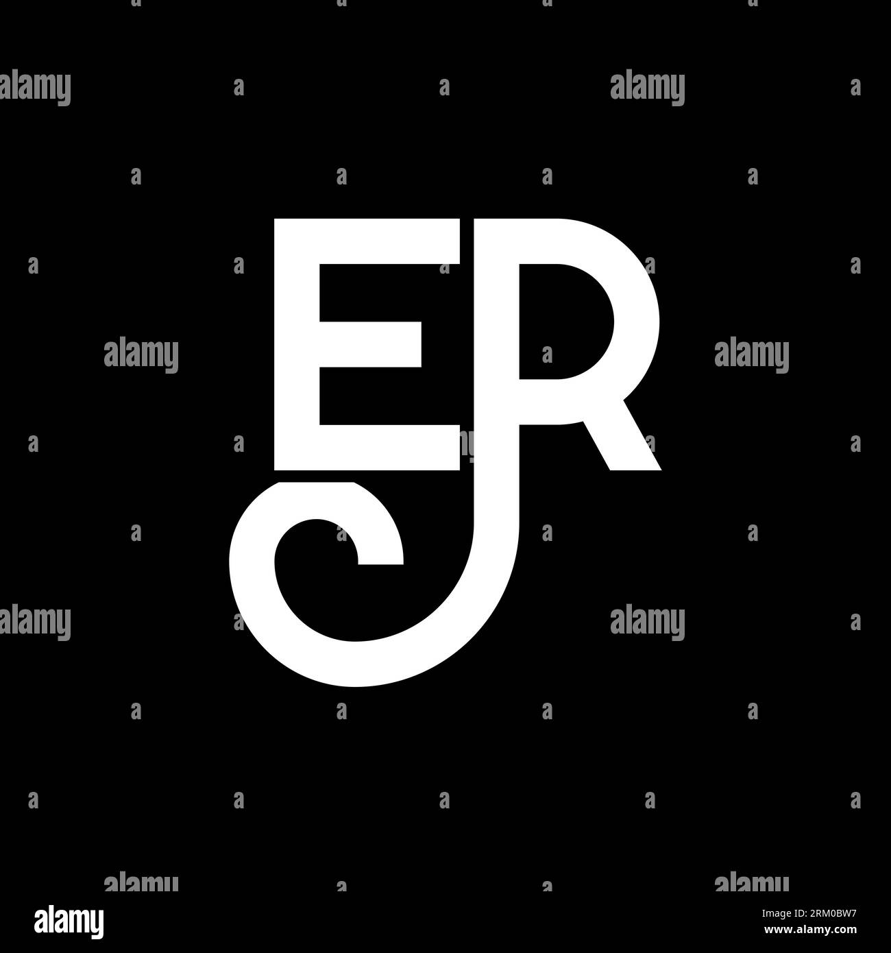 Conception de logo de lettre er sur fond noir. Concept de logo de lettre d'initiales RE Creative. motif lettre er. Conception de lettre blanche er sur fond noir. E R Illustration de Vecteur