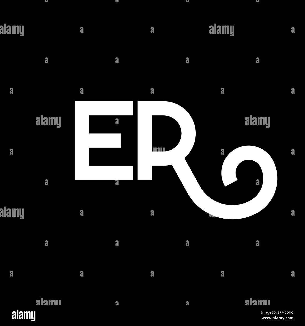 Conception de logo de lettre er sur fond noir. Concept de logo de lettre d'initiales RE Creative. motif lettre er. Conception de lettre blanche er sur fond noir. E R Illustration de Vecteur