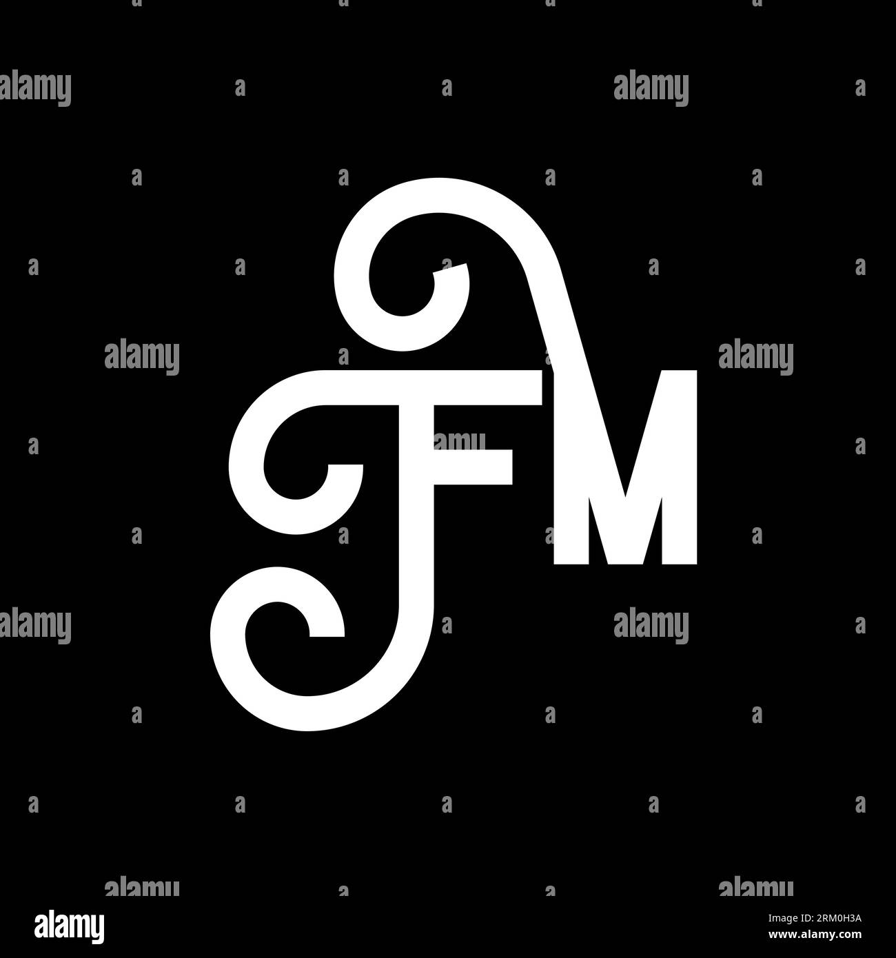 Conception de logo de lettre FM sur fond noir. Concept de logo de la lettre des initiales créatives de la FM. lettre fm. Conception de lettre blanche FM sur fond noir. F M Illustration de Vecteur