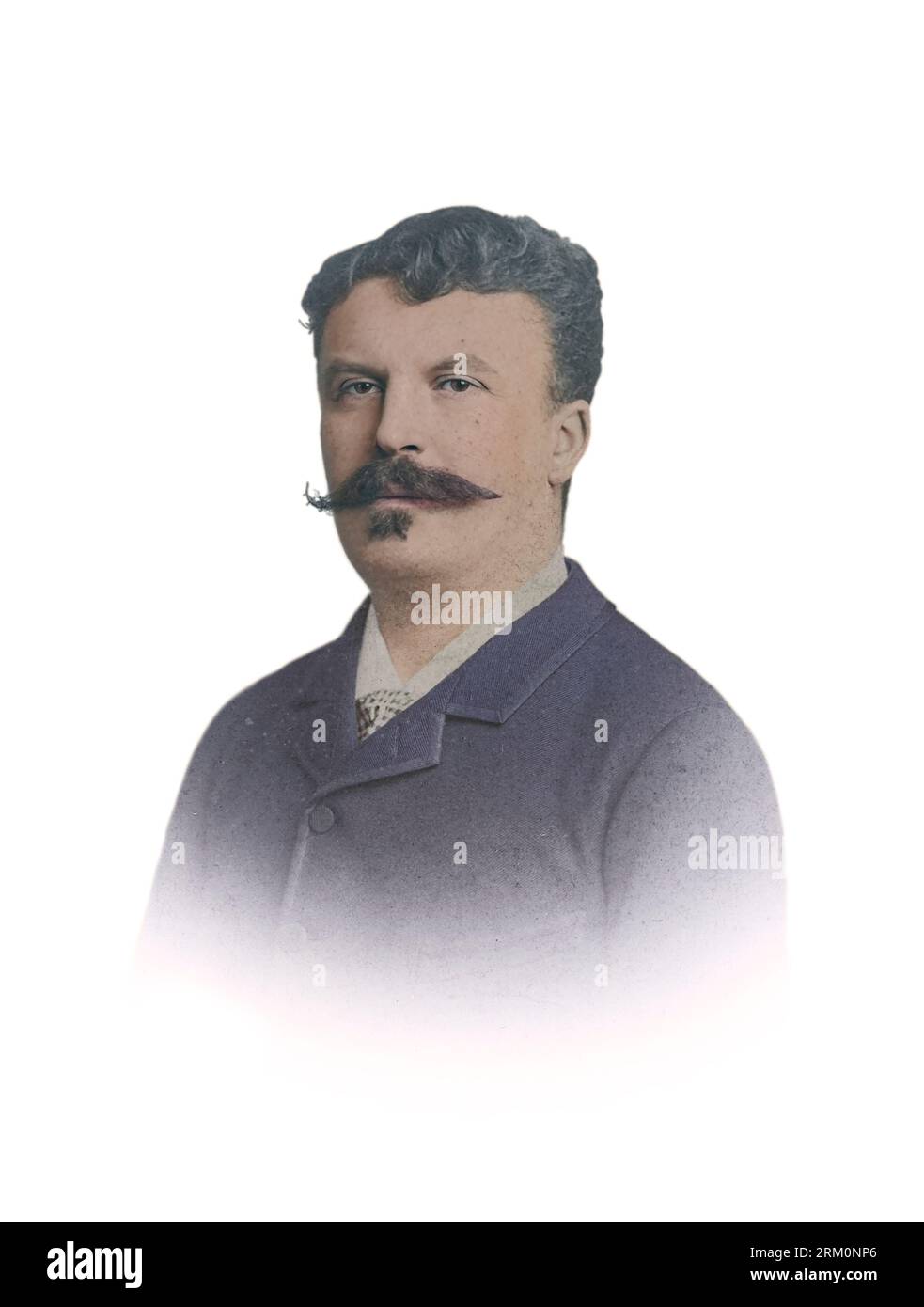 Guy de Maupassant au début de sa carrière ; par Alphonse Liébert. Date inconnue. Visage amélioré numériquement. Banque D'Images