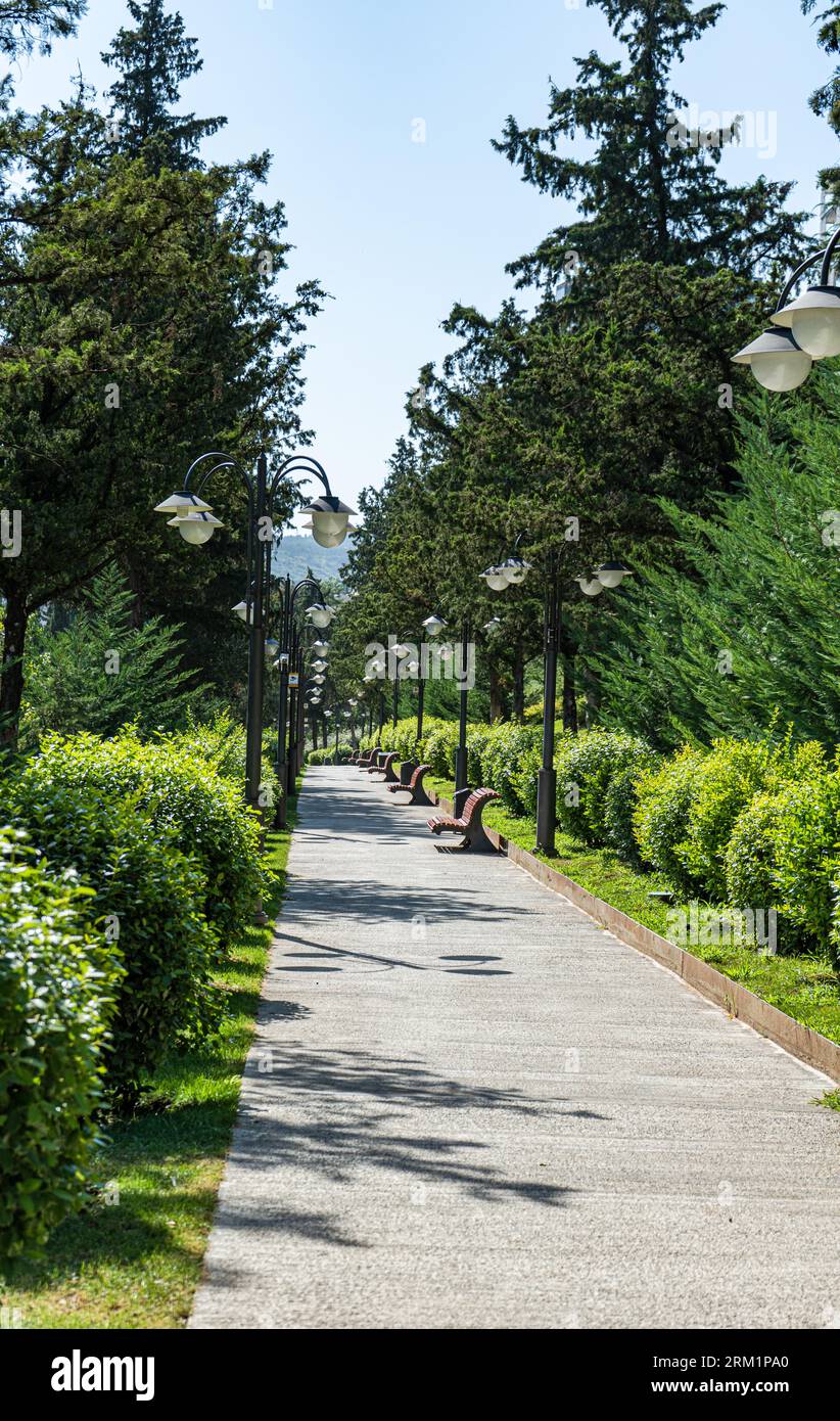 Chemin dans l'une des zones de parc les plus célèbres de Tbilissi, Vake Park Banque D'Images