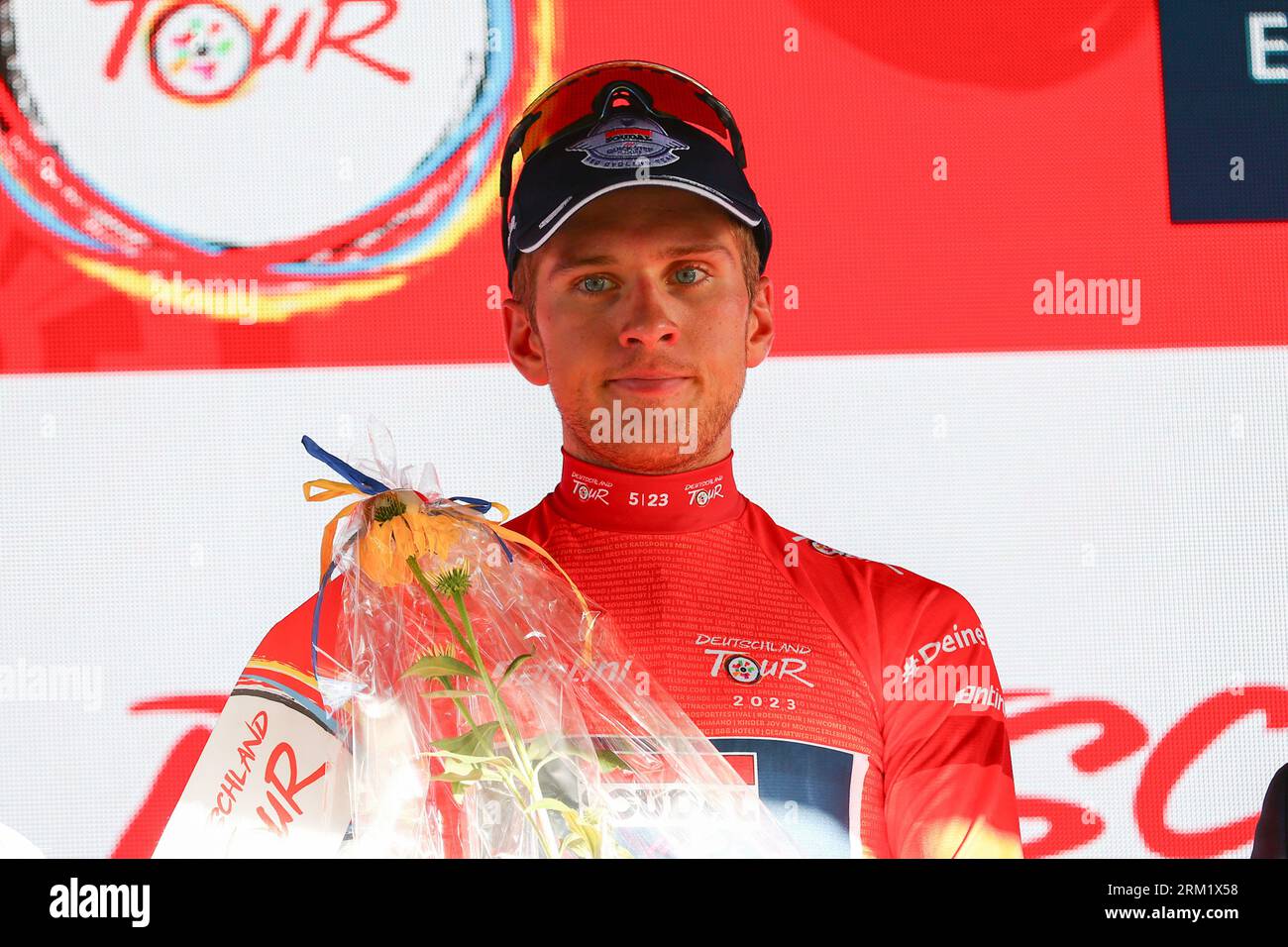 GER, Deutschland Tour, étape 3, Arnsberg - Essen. 26.08.2023. Van Wilder, Ilan (Soudal Quick-Step), leader général après la 3e étape. Crédit : newsNRW / Alamy Live News Banque D'Images