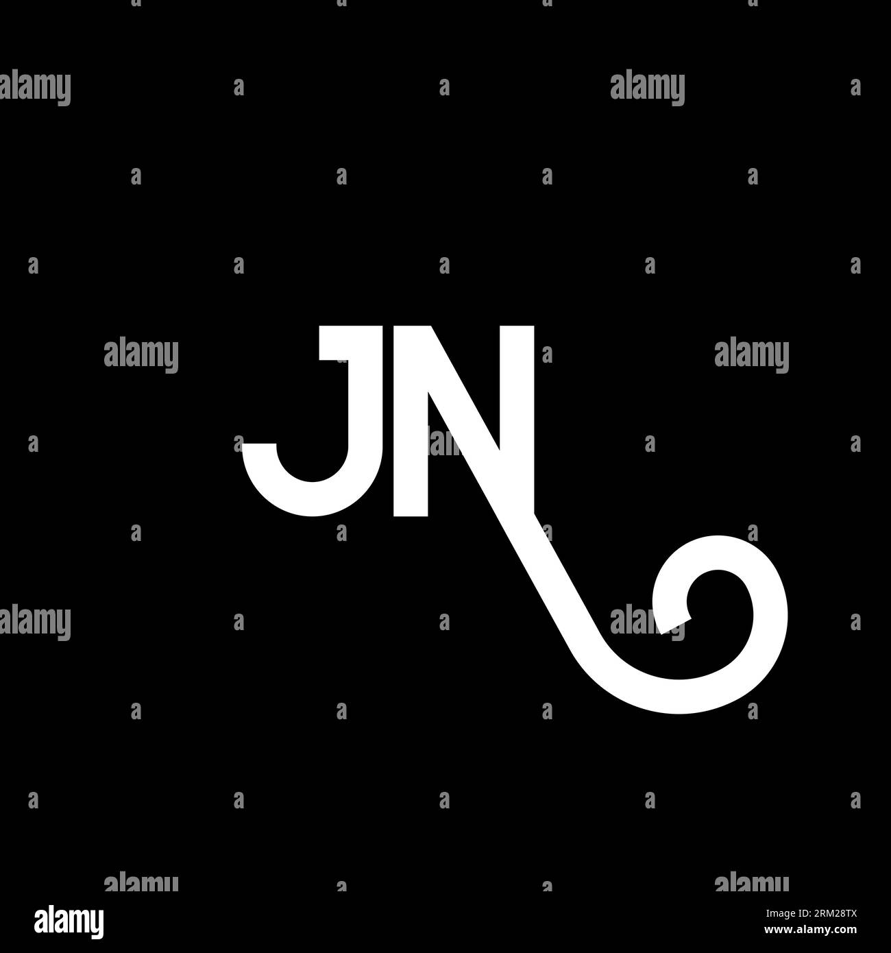 Conception de logo de lettre JN sur fond noir. Concept de logo de lettre d'initiales créatives de JN. motif lettre jn. Conception de lettre blanche JN sur fond noir. J N Illustration de Vecteur