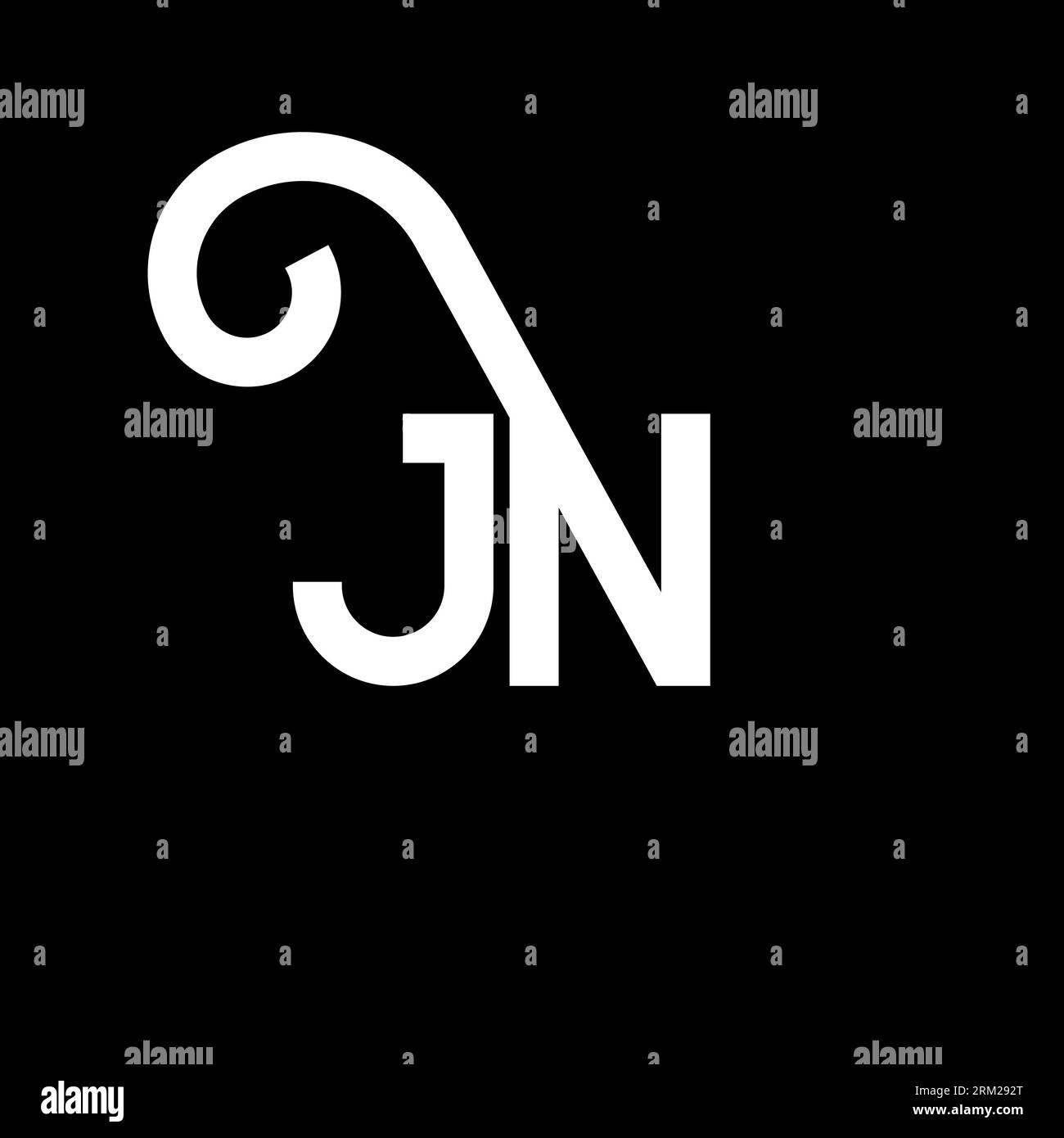 Conception de logo de lettre JN sur fond noir. Concept de logo de lettre d'initiales créatives de JN. motif lettre jn. Conception de lettre blanche JN sur fond noir. J N Illustration de Vecteur