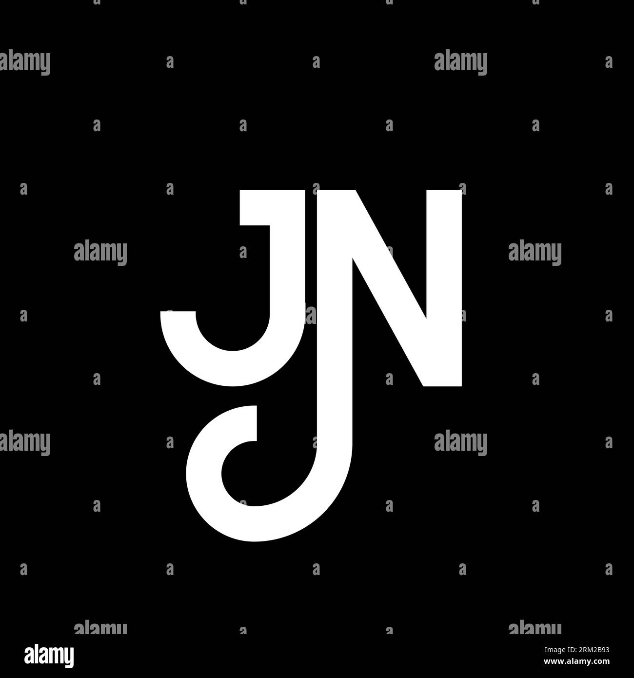 Conception de logo de lettre JN sur fond noir. Concept de logo de lettre d'initiales créatives de JN. motif lettre jn. Conception de lettre blanche JN sur fond noir. J N Illustration de Vecteur