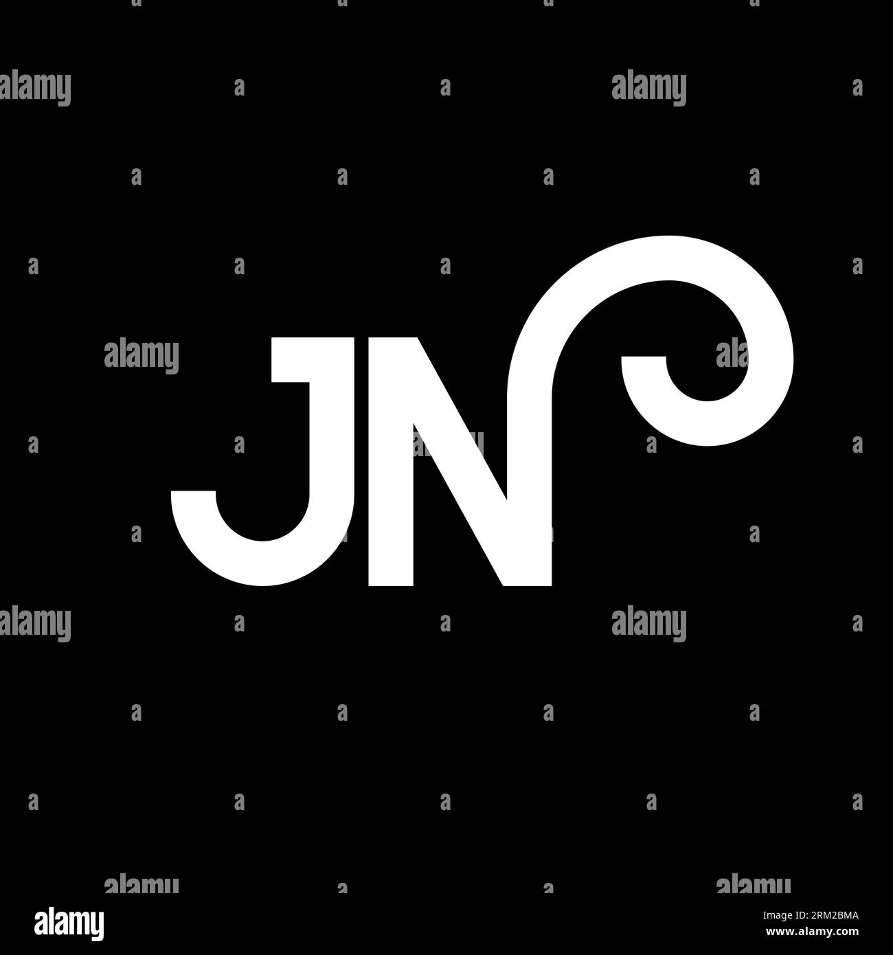 Conception de logo de lettre JN sur fond noir. Concept de logo de lettre d'initiales créatives de JN. motif lettre jn. Conception de lettre blanche JN sur fond noir. J N Illustration de Vecteur