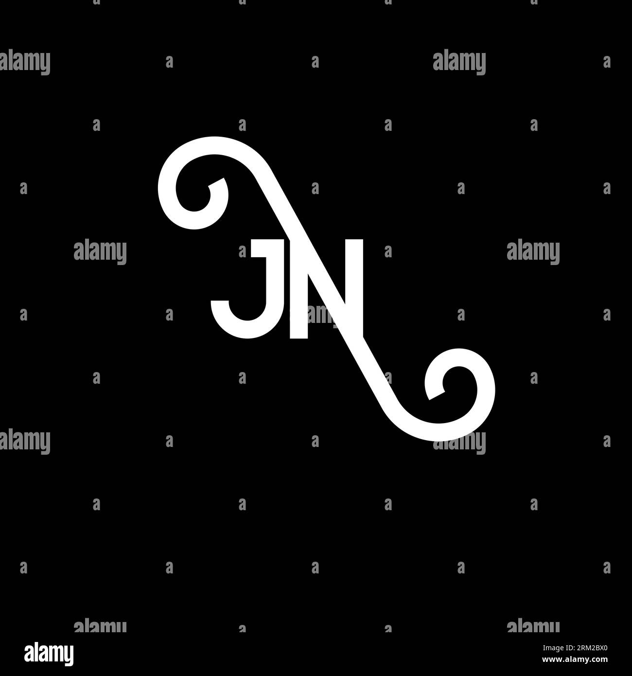 Conception de logo de lettre JN sur fond noir. Concept de logo de lettre d'initiales créatives de JN. motif lettre jn. Conception de lettre blanche JN sur fond noir. J N Illustration de Vecteur