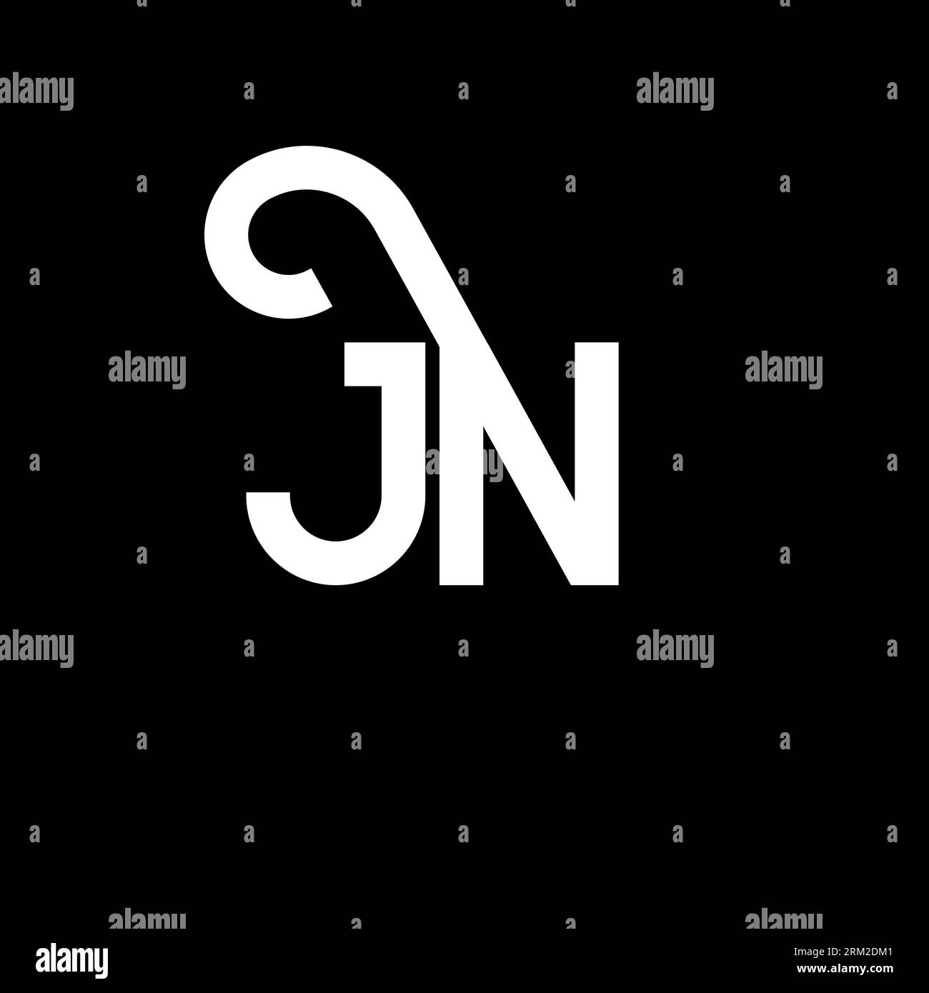 Conception de logo de lettre JN sur fond noir. Concept de logo de lettre d'initiales créatives de JN. motif lettre jn. Conception de lettre blanche JN sur fond noir. J N Illustration de Vecteur