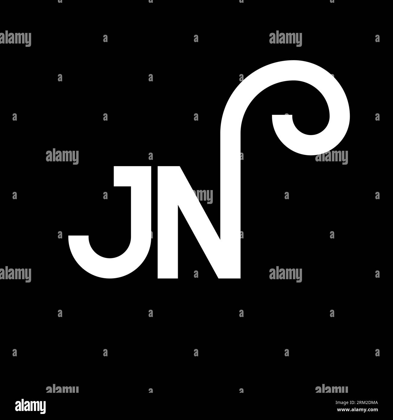Conception de logo de lettre JN sur fond noir. Concept de logo de lettre d'initiales créatives de JN. motif lettre jn. Conception de lettre blanche JN sur fond noir. J N Illustration de Vecteur