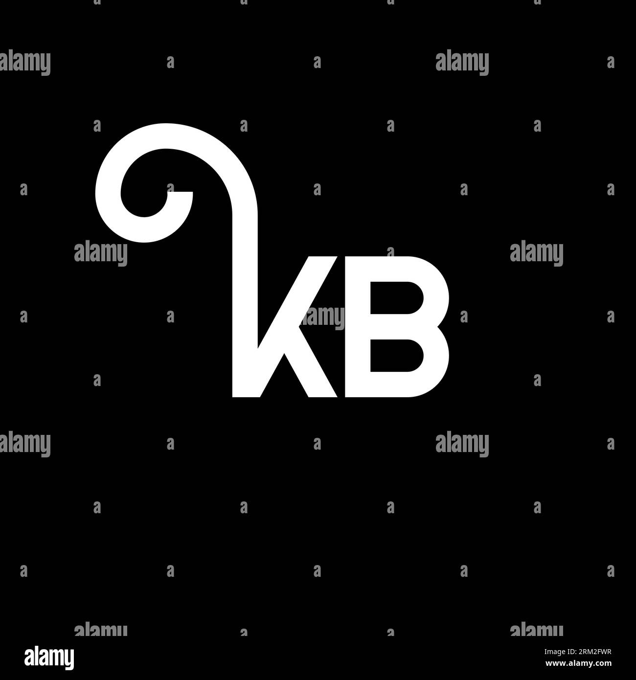 Conception de logo de lettre KB sur fond noir. Concept de logo de lettre d'initiales créatives KB. conception de lettre kb. Conception de lettre blanche KB sur fond noir. K B Illustration de Vecteur