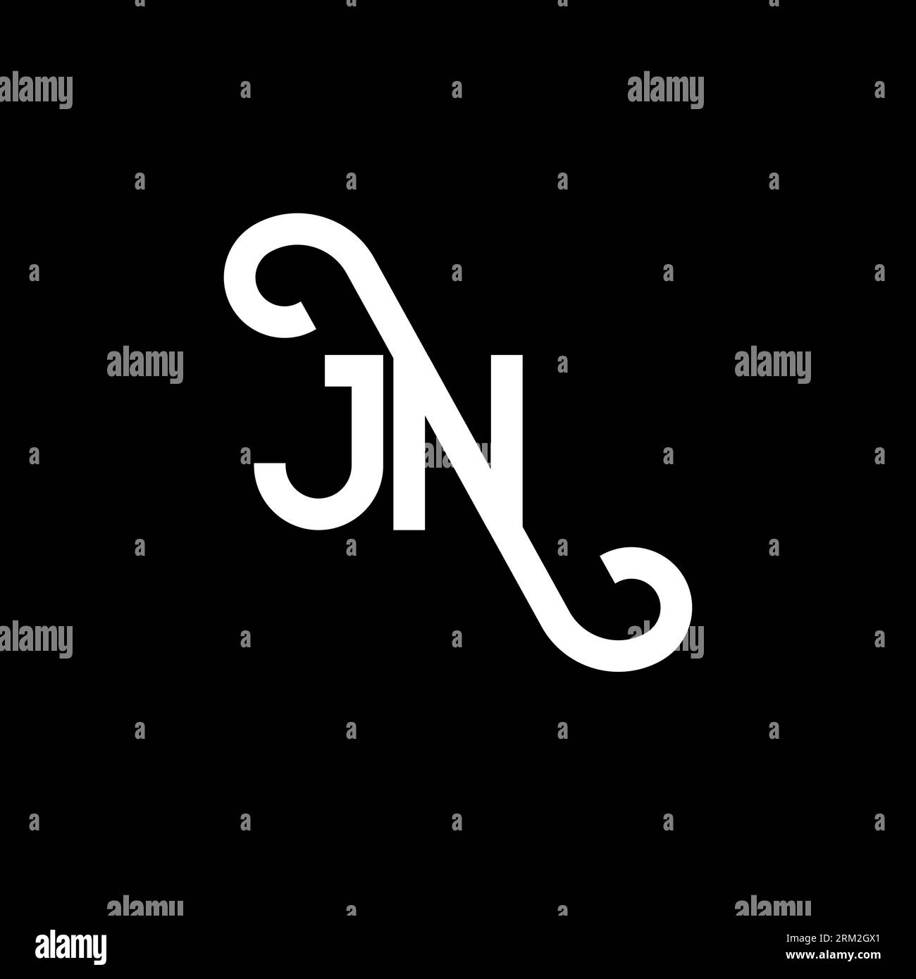 Conception de logo de lettre JN sur fond noir. Concept de logo de lettre d'initiales créatives de JN. motif lettre jn. Conception de lettre blanche JN sur fond noir. J N Illustration de Vecteur