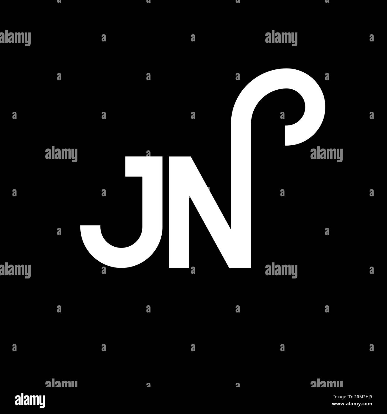 Conception de logo de lettre JN sur fond noir. Concept de logo de lettre d'initiales créatives de JN. motif lettre jn. Conception de lettre blanche JN sur fond noir. J N Illustration de Vecteur