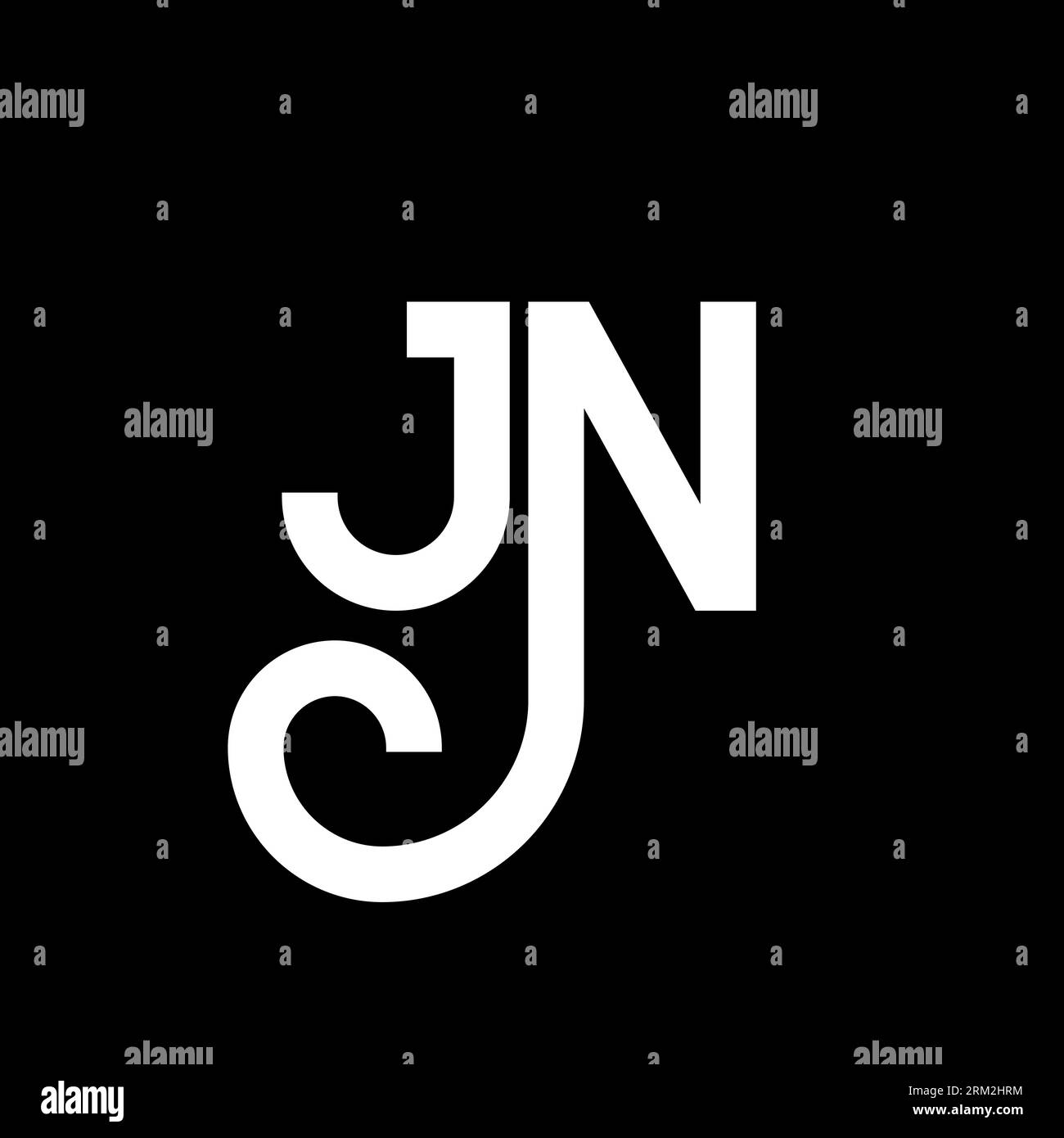 Conception de logo de lettre JN sur fond noir. Concept de logo de lettre d'initiales créatives de JN. motif lettre jn. Conception de lettre blanche JN sur fond noir. J N Illustration de Vecteur