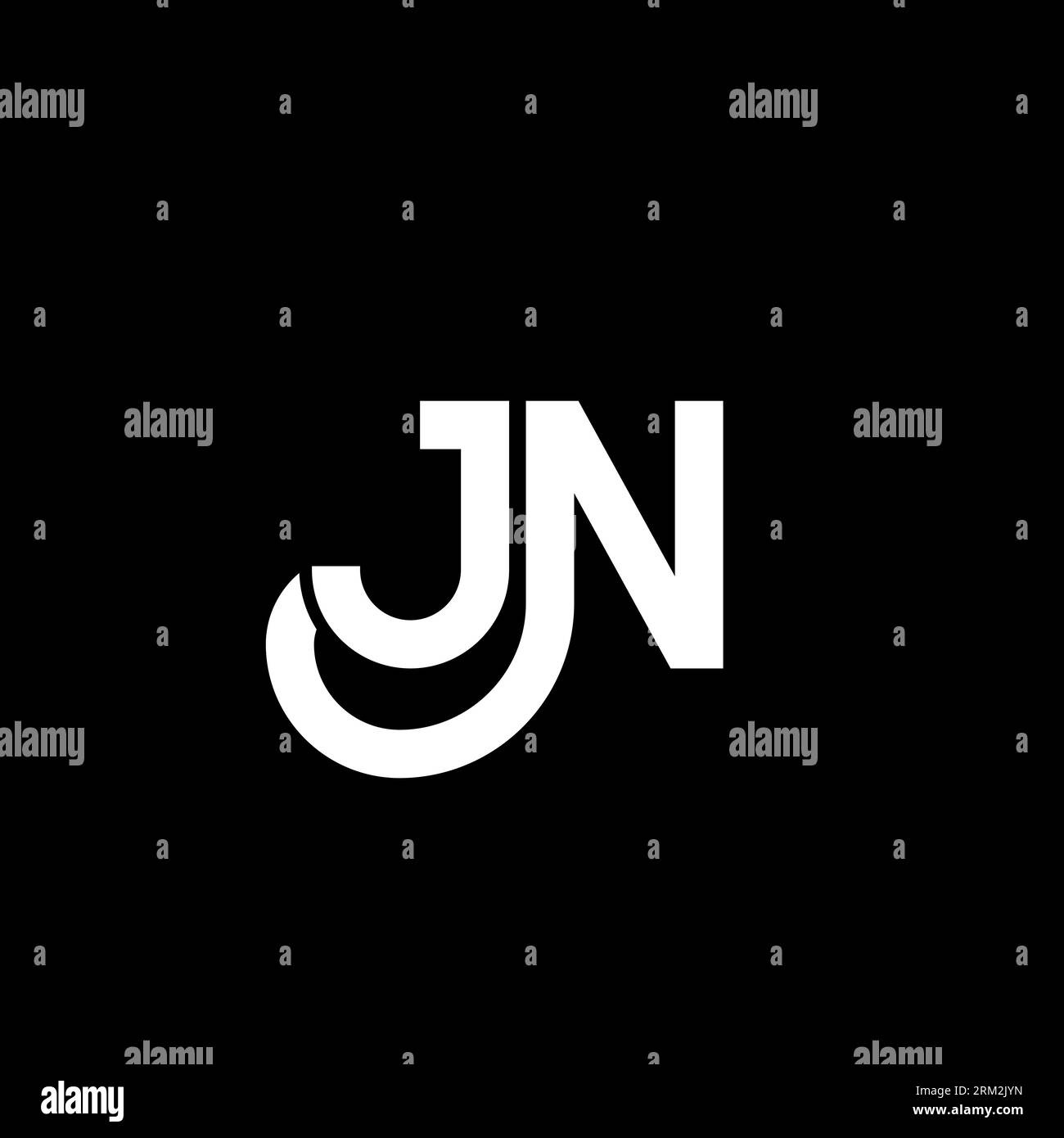 Conception de logo de lettre JN sur fond noir. Concept de logo de lettre d'initiales créatives de JN. motif lettre jn. Conception de lettre blanche JN sur fond noir. J N Illustration de Vecteur