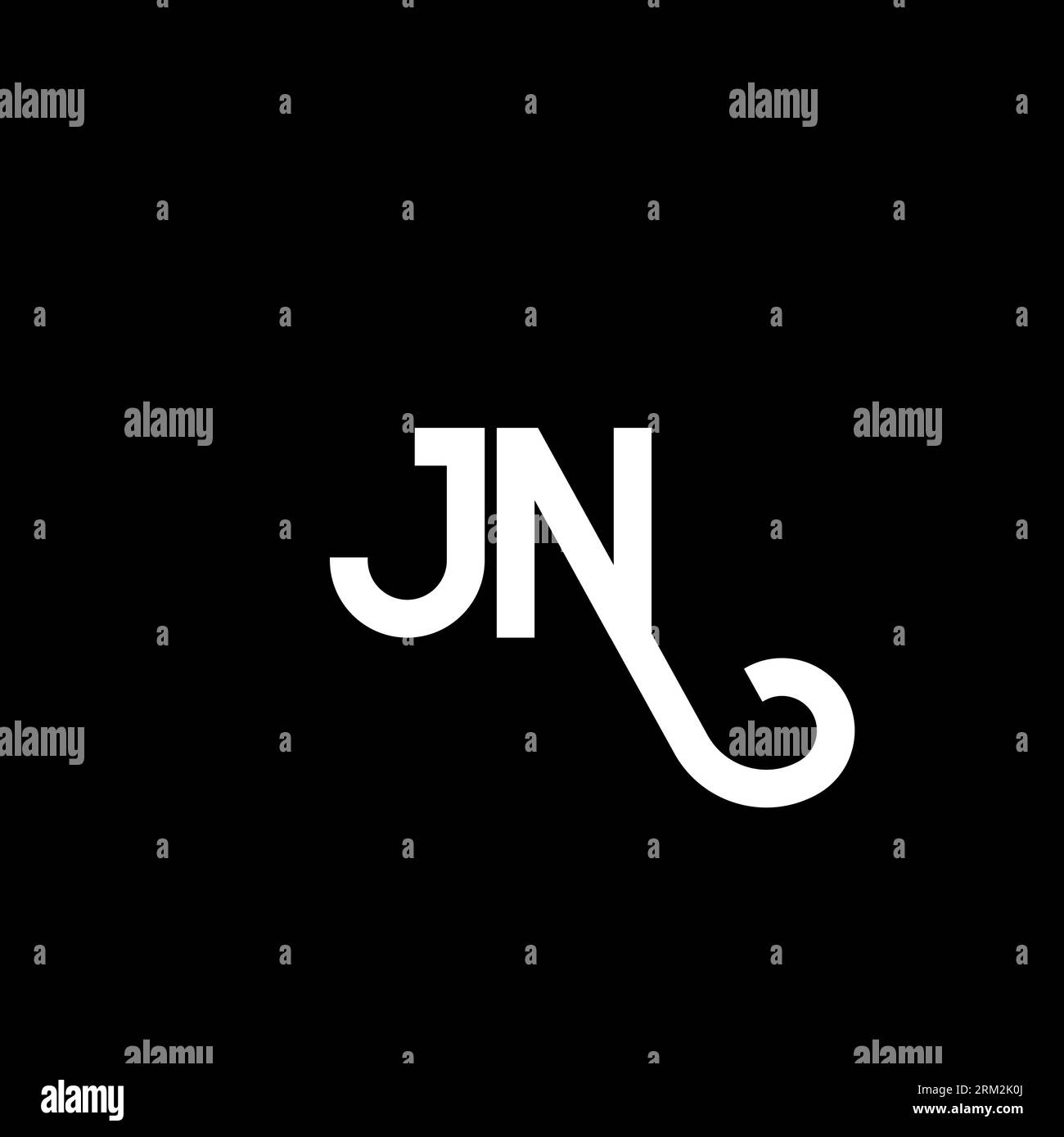 Conception de logo de lettre JN sur fond noir. Concept de logo de lettre d'initiales créatives de JN. motif lettre jn. Conception de lettre blanche JN sur fond noir. J N Illustration de Vecteur