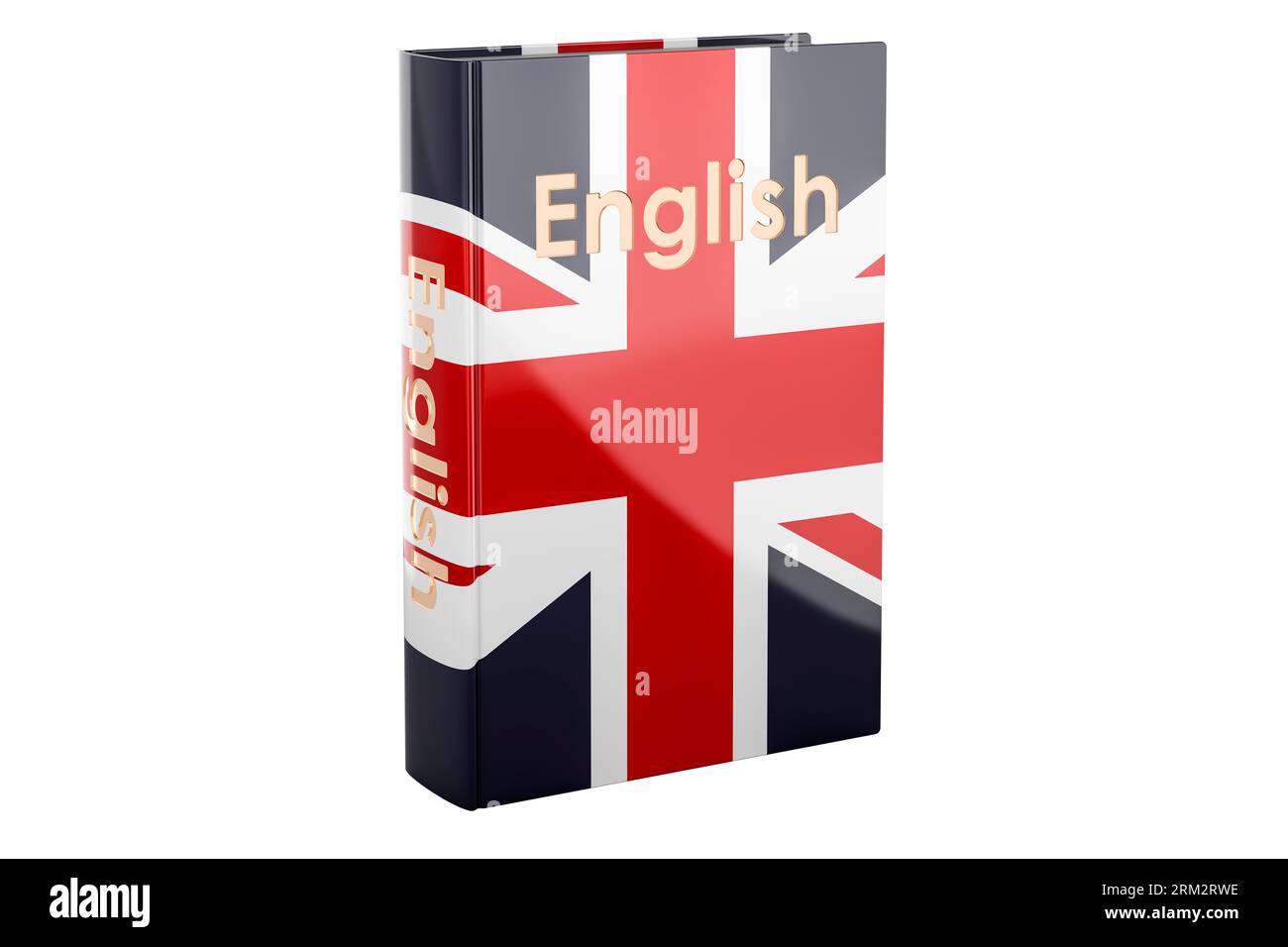 Cours d'anglais. Manuel de langue anglaise, rendu 3D isolé sur fond blanc Banque D'Images