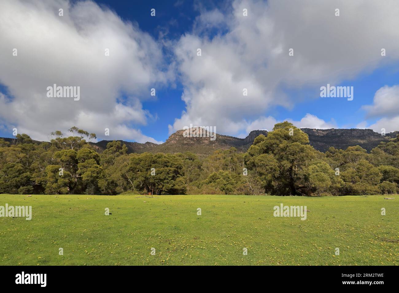 874 Northern Grampian Mountains face est vue depuis le champ de lancement du boomerang. Halls Gap-Australie. Banque D'Images