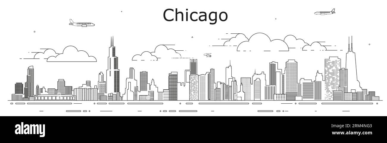 Illustration vectorielle de dessin urbain de Chicago Illustration de Vecteur