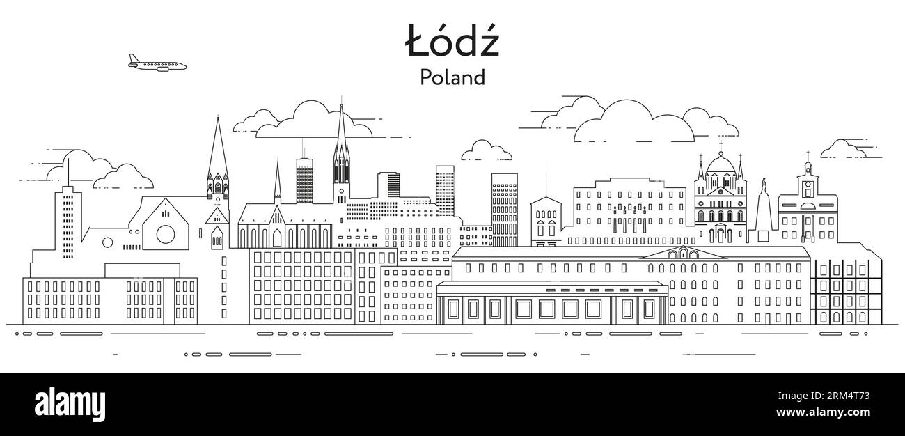 Illustration vectorielle de dessin urbain de Lodz Illustration de Vecteur
