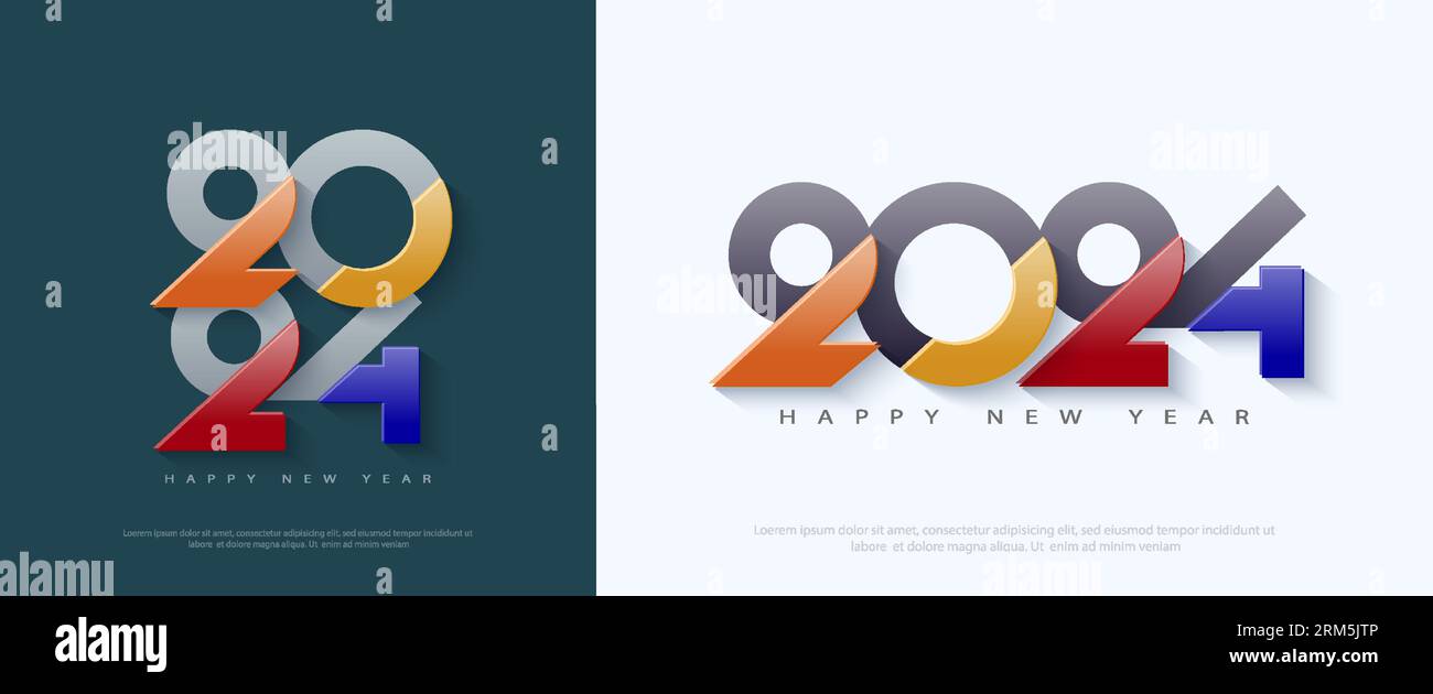 Célébration Du Nouvel An Avec Numéros 2024 Dessins Animés Classique Rétro  Contemporain Design Premium 2024 Pour Le Modèle D'affiche De Calendrier Ou  La Conception D'affiches