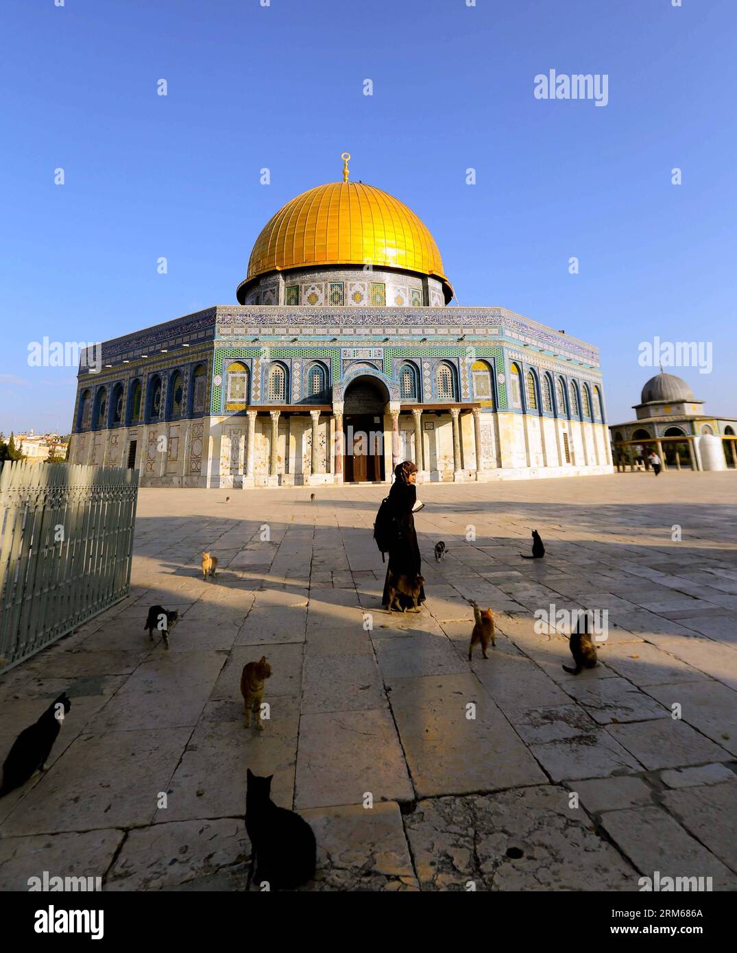 JÉRUSALEM, (Xinhua) -- Une femme marche dans la vieille ville de Jérusalem le 19 novembre 2013. Jérusalem, l'une des plus anciennes villes du monde, est sainte pour les trois grandes religions abrahamiques - le judaïsme, le christianisme et l'islam. Israéliens et Palestiniens revendiquent Jérusalem comme capitale, Israël y maintenant ses principales institutions gouvernementales. La vieille ville de Jérusalem a été traditionnellement divisée en quatre quartiers, à savoir les quartiers arménien, chrétien, juif et musulman. Il est devenu un site du patrimoine mondial en 1981, et est sur la liste du patrimoine mondial en péril. (Xinhua/Li Ying) JÉRUSALEM-MONDE Banque D'Images