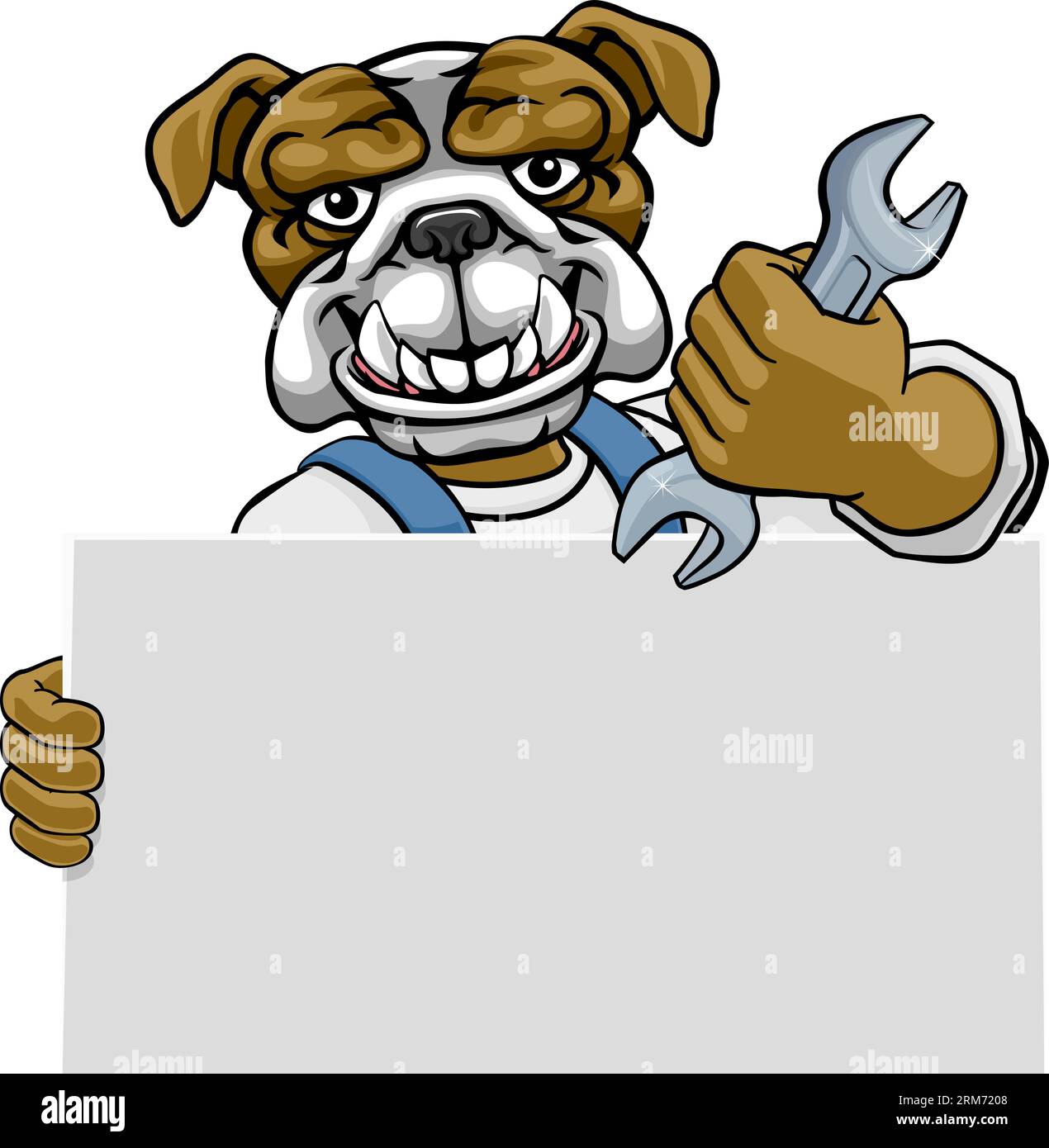 Bulldog Mechanic Plumber Spanner Handyman Illustration de Vecteur