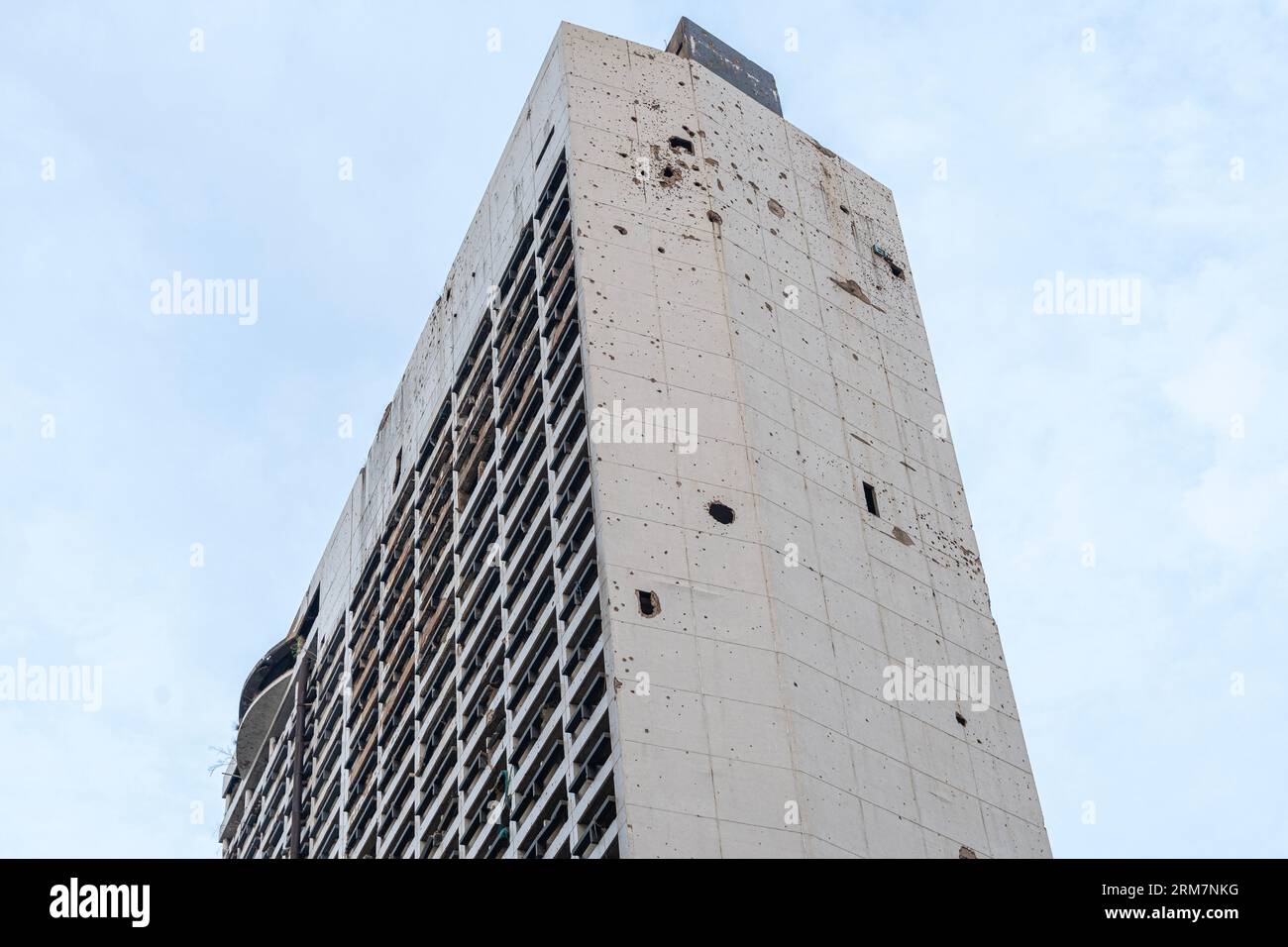 Bâtiment détruit guerre civile, Beyrouth, Liban Banque D'Images