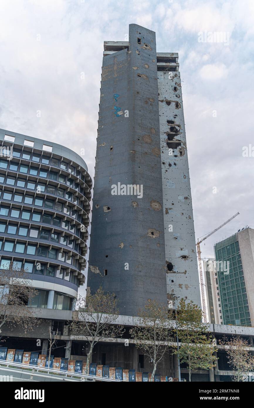 Bâtiment détruit guerre civile, Beyrouth, Liban Banque D'Images