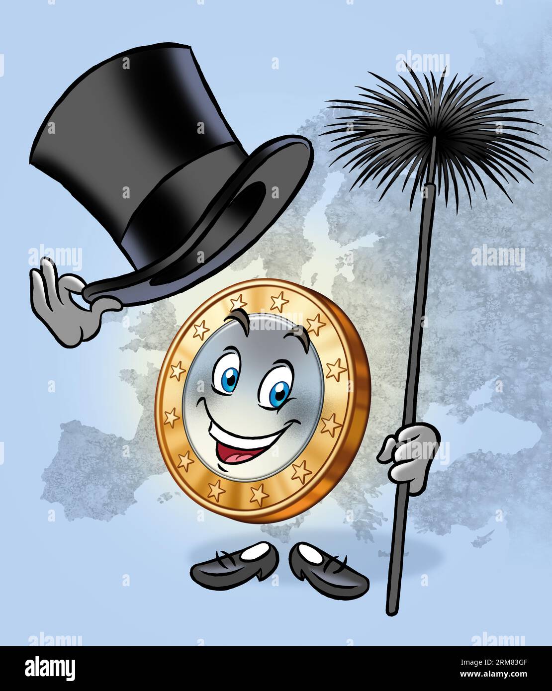 Série d'illustrations : drôle Euro coin Cartoon personnage. Image 17 sur 25 Banque D'Images