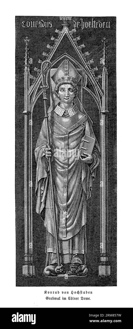Tombe de Konrad von Hochstaden (vers 1205-1261) archevêque et homme d'État allemand qui a servi comme archevêque de Cologne de 1238 jusqu'à sa mort. Il a joué un rôle important dans les affaires politiques et religieuses du Saint-Empire romain germanique pendant le Haut Moyen âge Banque D'Images