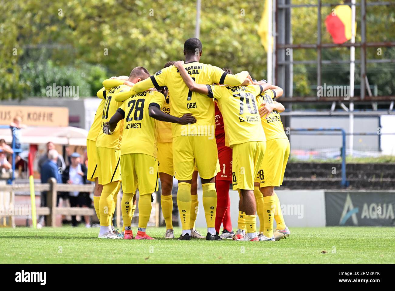 Denderleeuw, Belgique. 27 août 2023. Lierse Kempenzonen avant de la Challenger Pro League saison 2023 - 2024 match jour 3 match entre FCV Dender EH et Lierse Kempenzonen le 27 août 2023 à Denderleeuw, Belgique. (Photo de Maarten Straetemans) crédit : Sportpix/Alamy Live News Banque D'Images