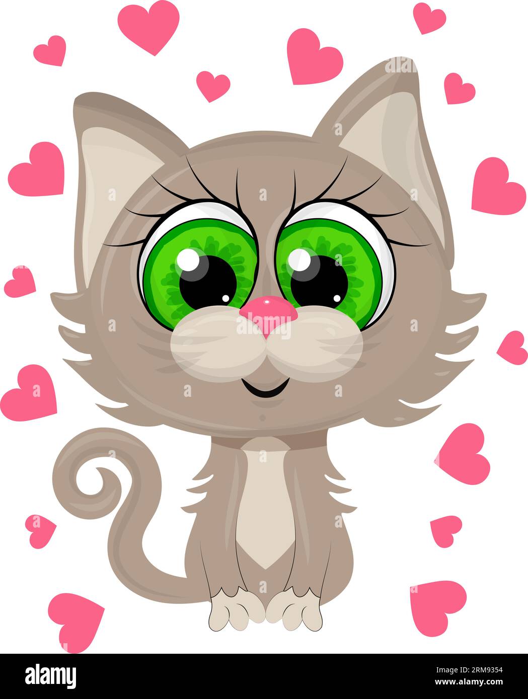 Imprimé chaton mignon. Jolie illustration de chaton pour t-shirt bébé, vêtements de bébé, invitation, design de bébé. Illustration vectorielle de Cartoon Happy chaton avec Illustration de Vecteur