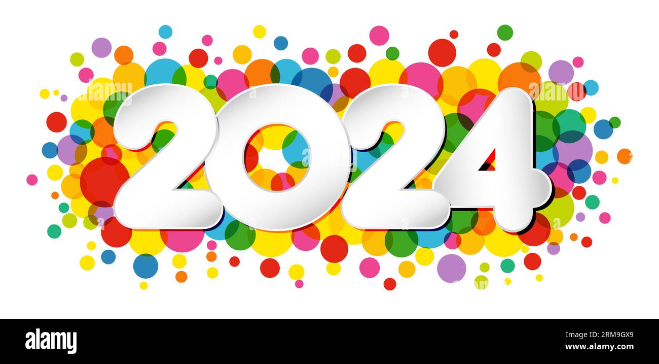 2024 Une Carte De Voeux Créative Happy New Year. Numéro Moderne 20 24 Et  Fond De Vacances