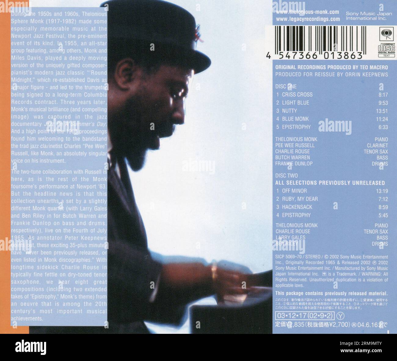 CD : Thelonious Monk - at Newport 1963 & 1965. (SICP 506970), sortie : 17 décembre 2003. Banque D'Images