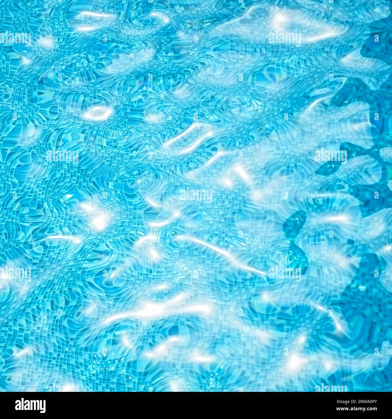 Eau dans la piscine. Fond de surface de l'eau avec des reflets de soleil et des ondulations Banque D'Images