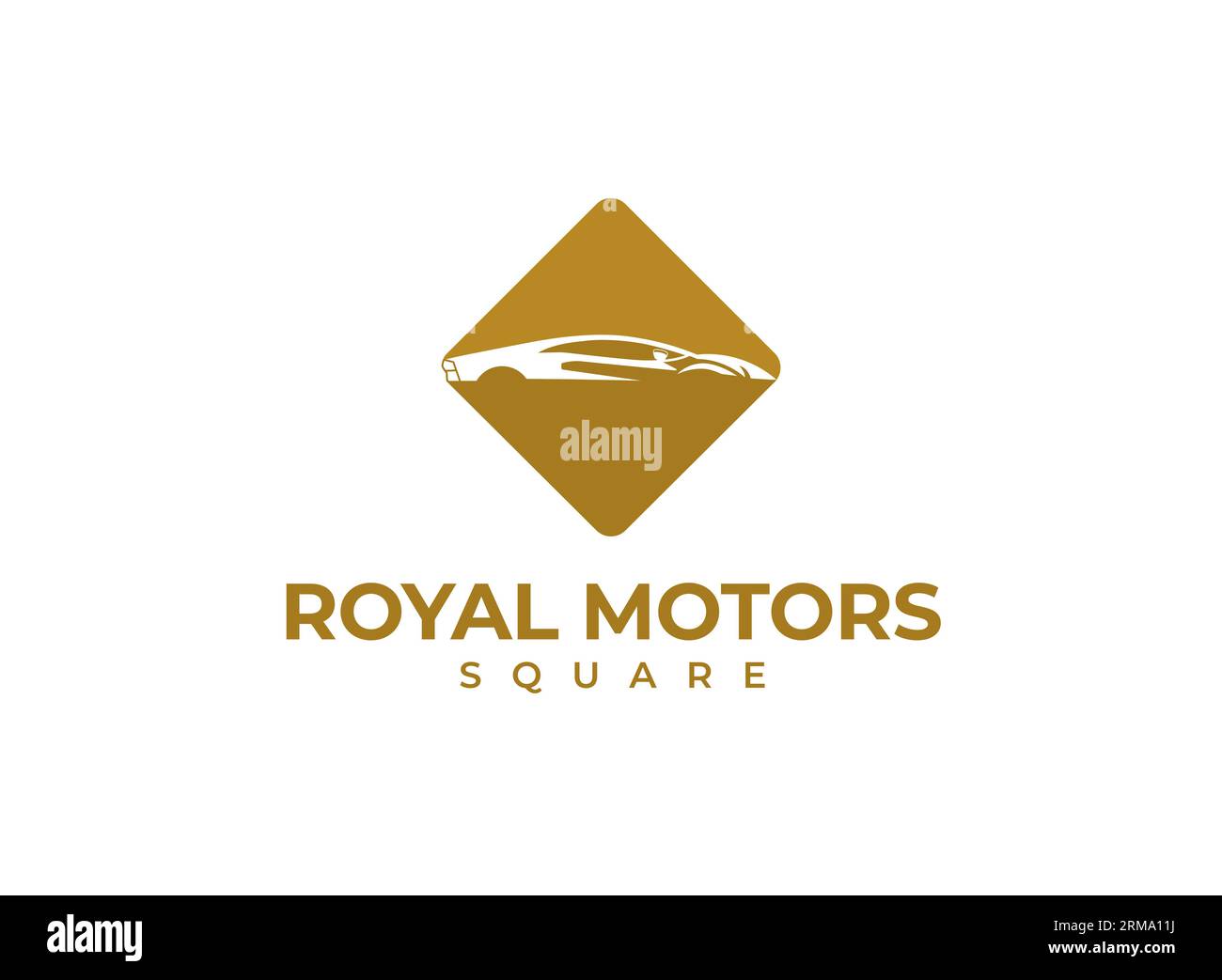 Royal Motors Lamborghini car logo Design, Square Gold minimal Modern Luxury Premium Logos pour Startup ecommerce Motor Cars Logos. Illustration de Vecteur