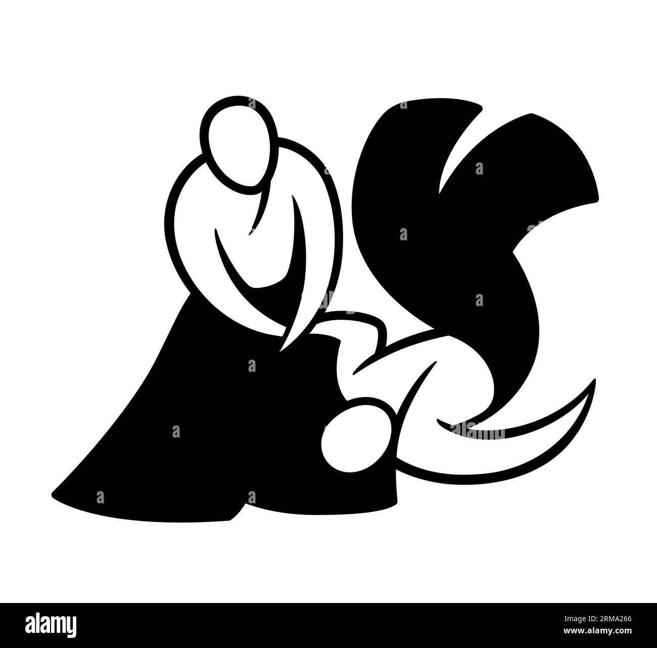 Logo minimal Aïkido noir et blanc. Dessin simple de l'art martial japonais Illustration vectorielle. Illustration de Vecteur