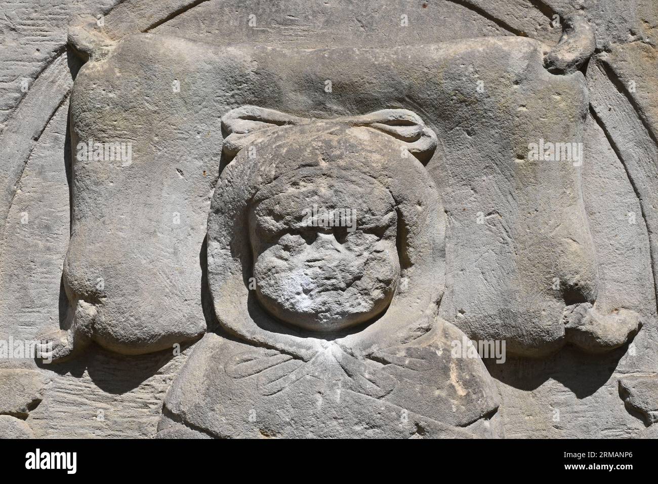 Relief historique d'un nourrisson sur son lit de mort Banque D'Images