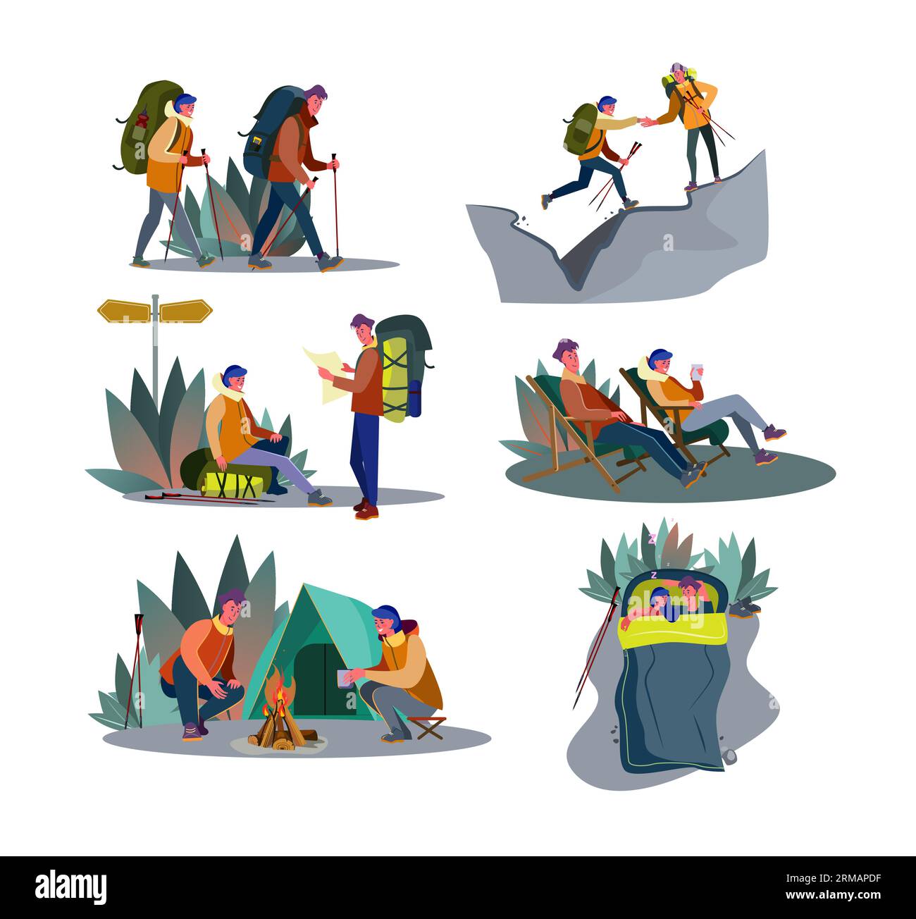 Ensemble de trekking aventure Illustration de Vecteur