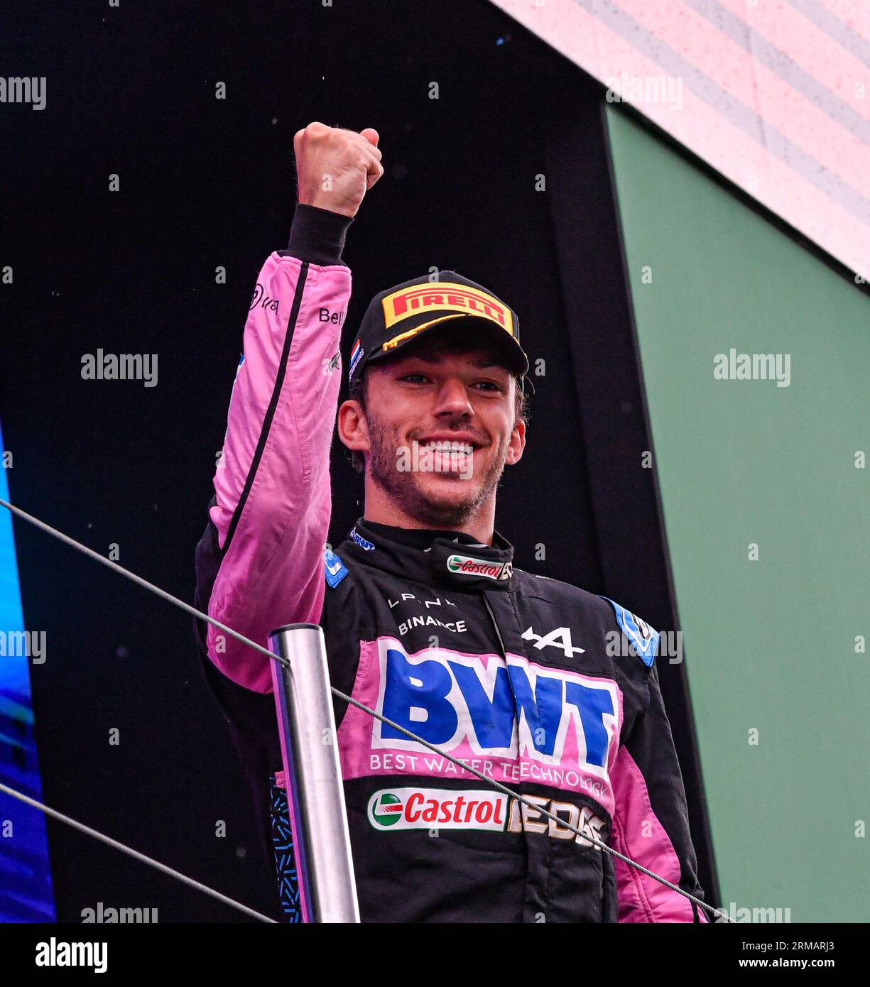27 août 2023 ; circuit Zandvoort, Zandvoort, Hollande du Nord, pays-Bas; Formula 1 Heineken Dutch Grand Prix 2023 ; Race Day ; Pierre Gasly (FRA) prend la troisième place sur le podium Banque D'Images