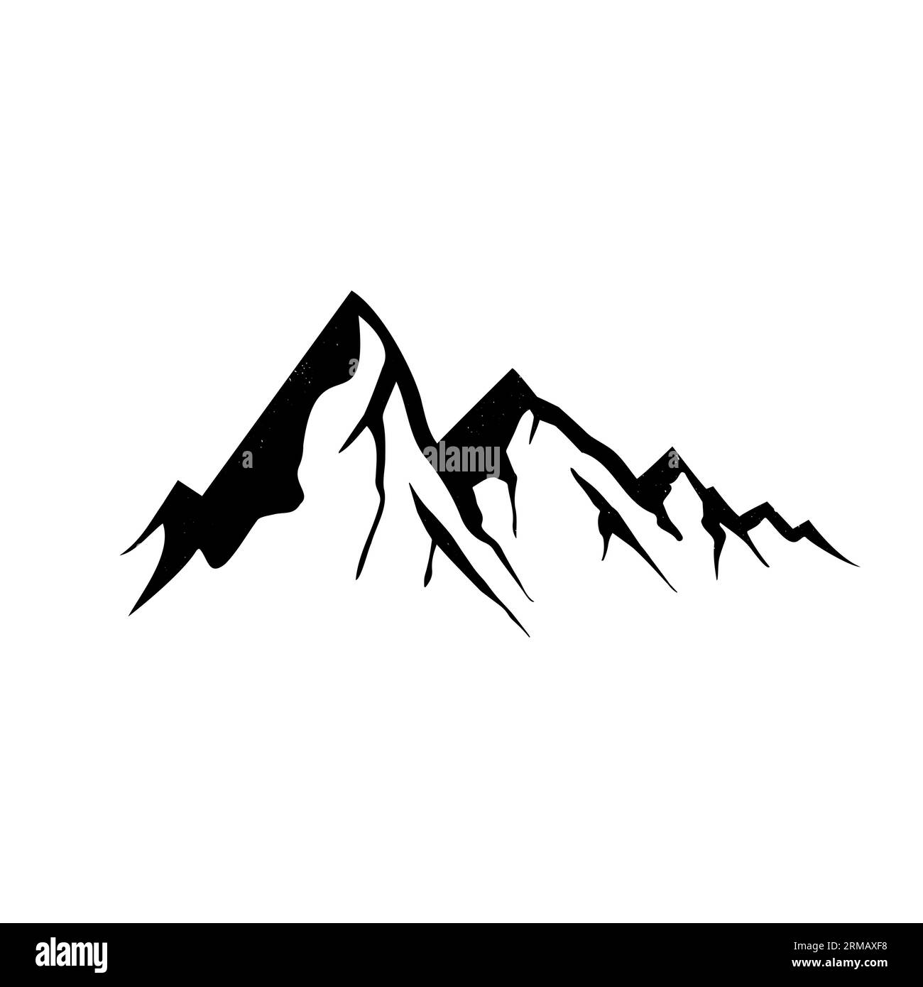 Silhouette Mountain Peaks. Montagne rocheuse isolée. Montagne, rocher, colline, pic. Illustration vectorielle. Illustration en noir et blanc. Illustration de Vecteur