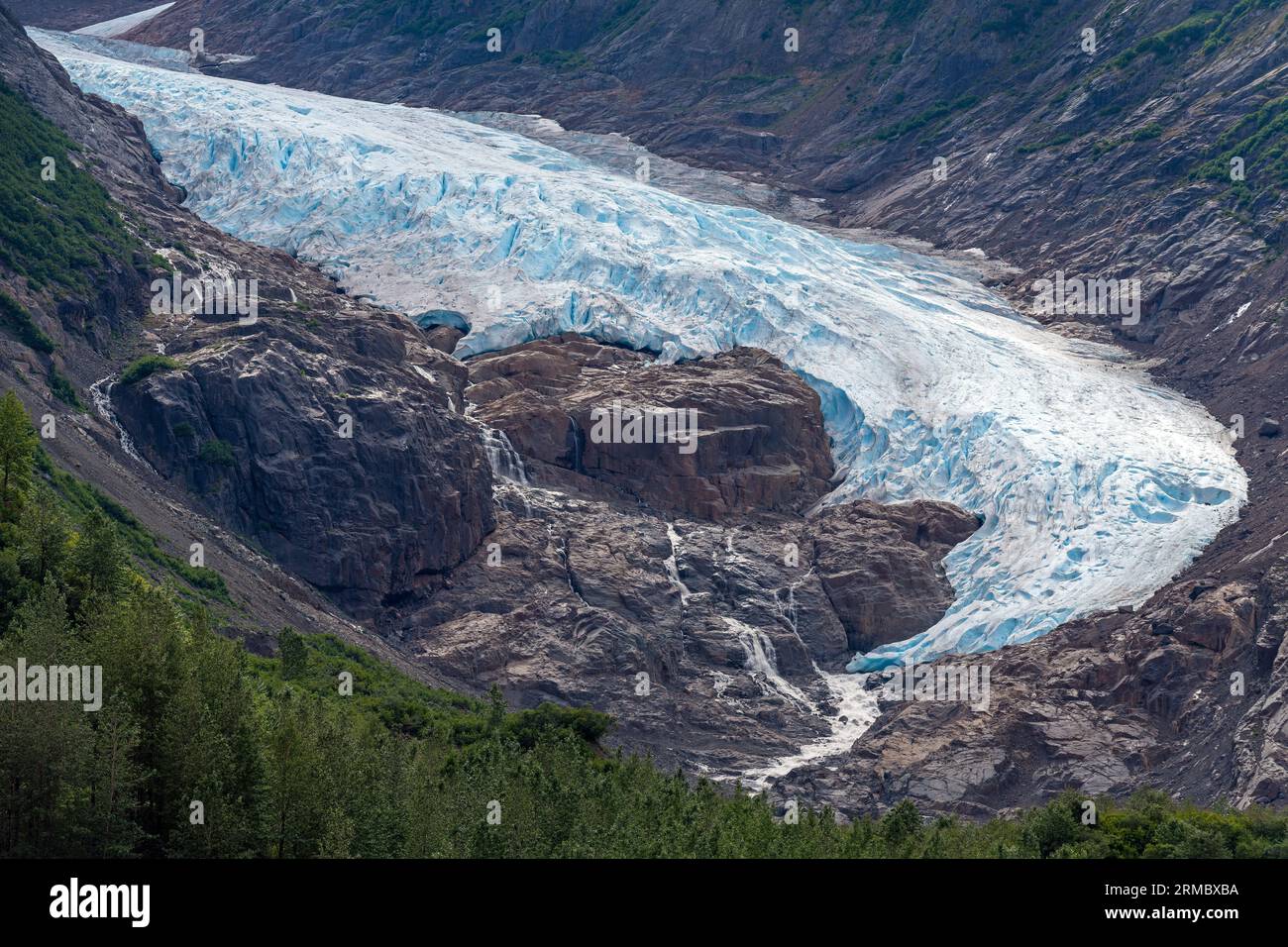 Gros plan du glacier Bear près de Stewart, parc provincial Bear glacier, Colombie-Britannique, Canada. Banque D'Images