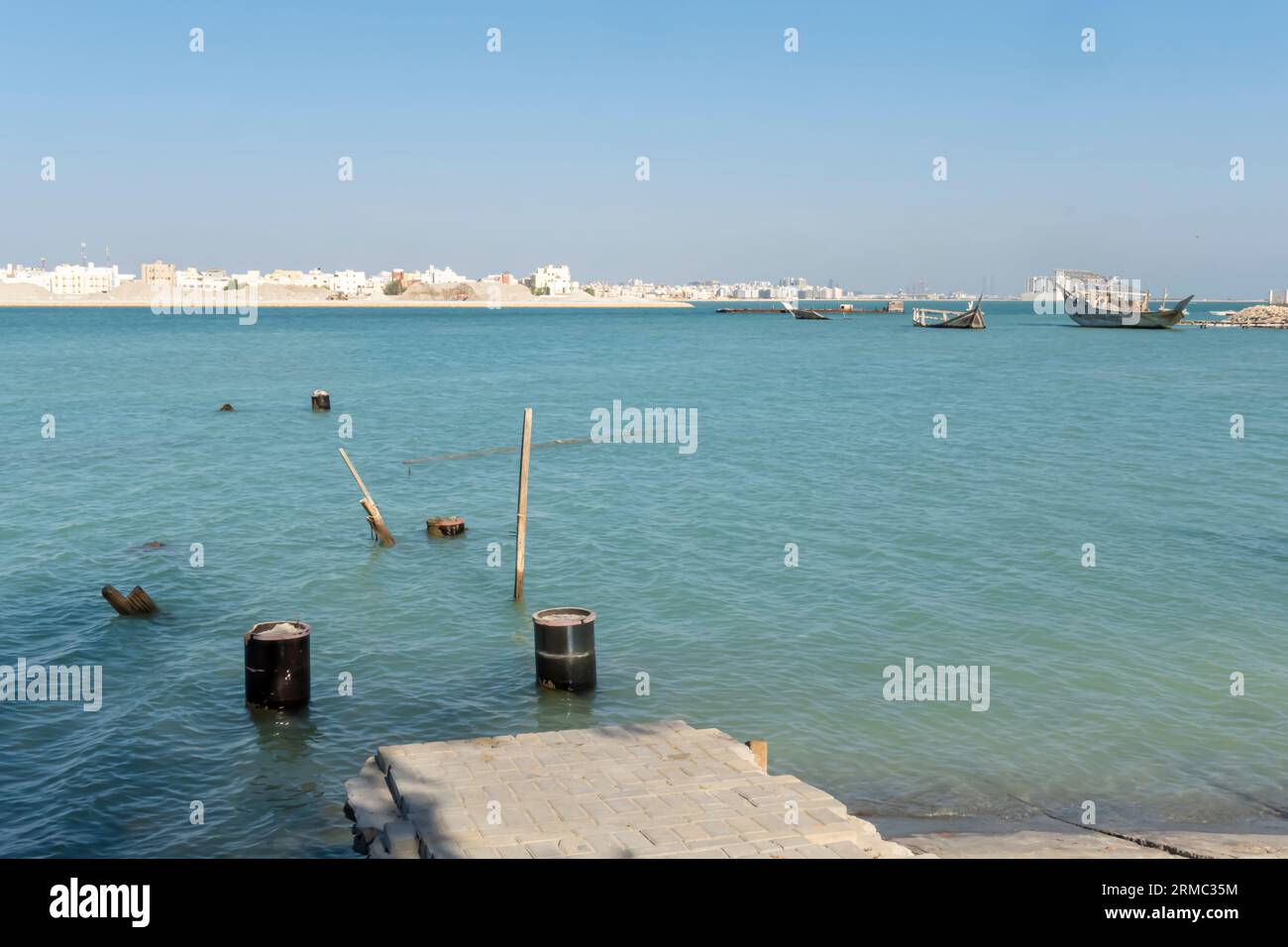 Muharraq Bahrain Marina Pier, point d'amarrage pour les bateaux Banque D'Images