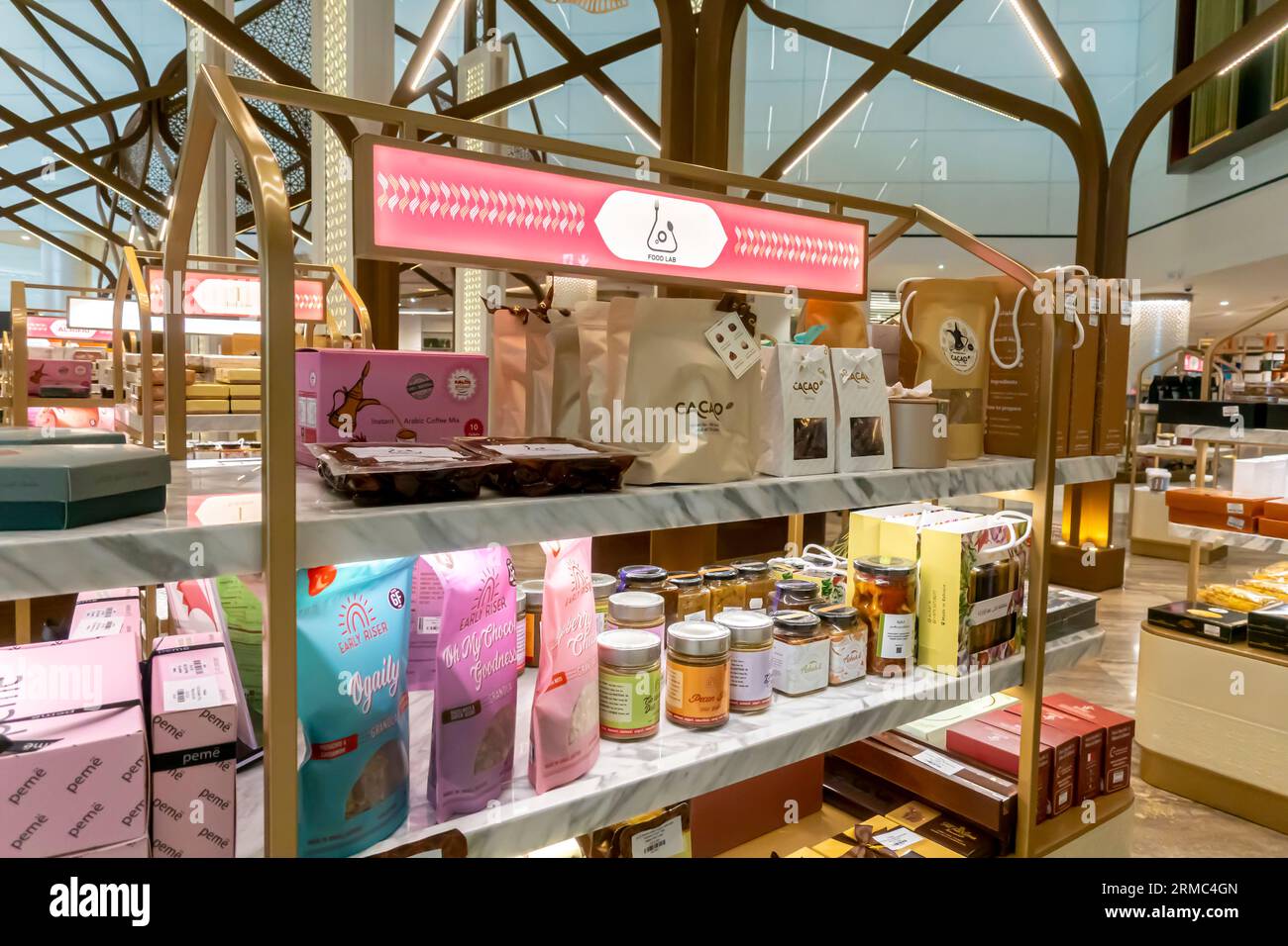 Food Lab - marque d'aliments sains de l'aéroport de Bahreïn duty free shop Banque D'Images