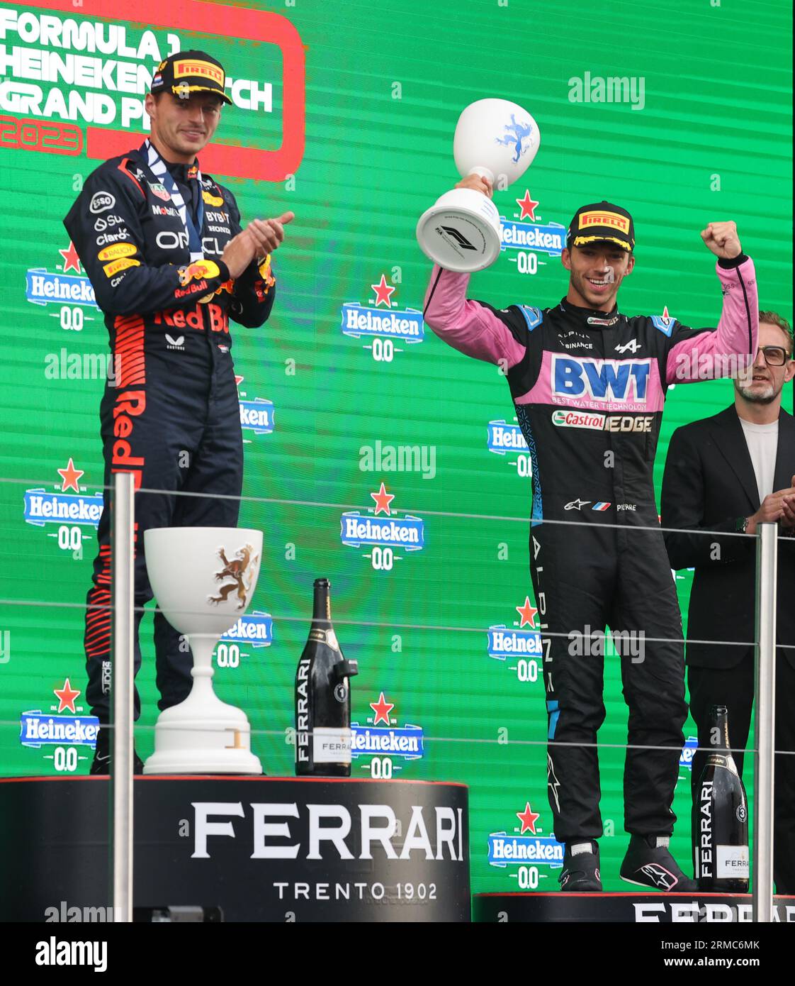 Zandvoort, pays-Bas. 27 août 2023. Zandvoort, pays-Bas, 27. Août 2023 ; Grand Prix de Formule 1 de la FIA néerlandaise, la course et les célébrations, Podium, Pierre GASLY, 3e place, formel 1 en Hollande, photo et copyright de Arthur THILL/ATP images (THILL Arthur/ATP/SPP) crédit : SPP Sport Press photo. /Alamy Live News Banque D'Images