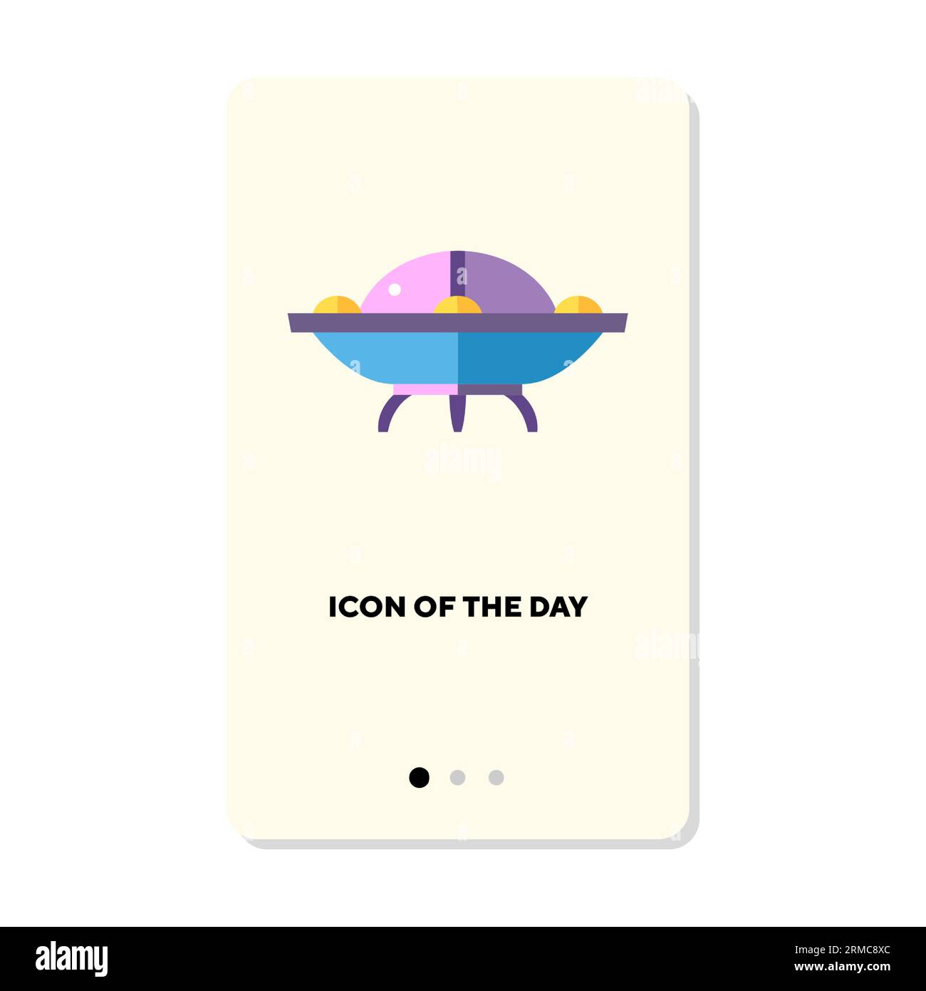 Vaisseau spatial de dessin animé rose et bleu ou icône plate d'OVNI Illustration de Vecteur